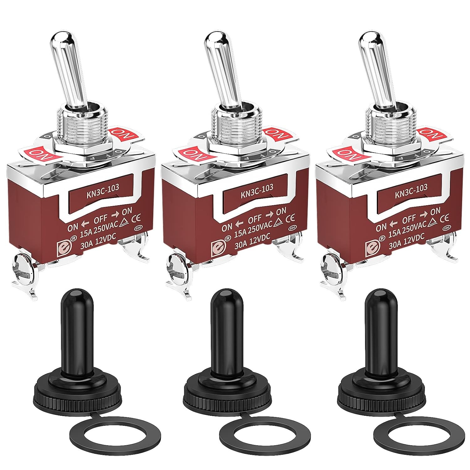 Waterproof Toggle Switch SPDT 12V 3 Pack