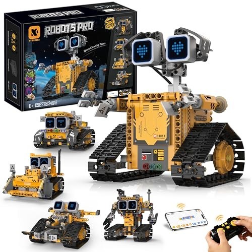 5-in-1 Robot Building Kit for Kids 6-12, STEM Coding Robot Toy with App & Remote