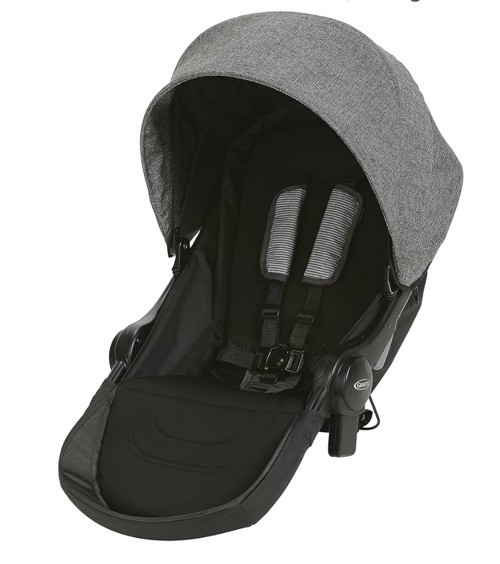 New! Graco Uno2Duo Stroller Second Seat, Ellington Fashion, Grey Factory Sealed
