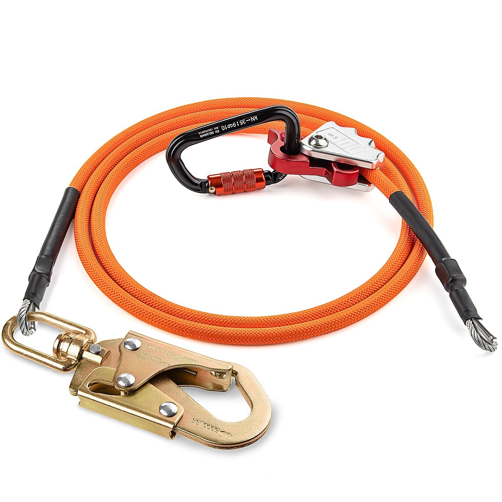 TRSMIMA Steel Wire Core Flipline Arborist Climbing Tree Lanyard Kit with Swiv...