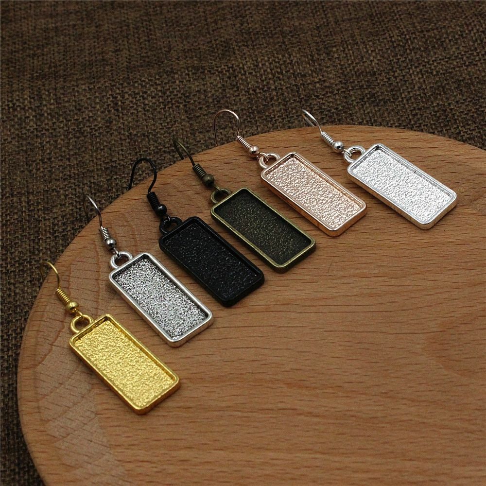 10pc 10x25mm Rectangle Cabochons Blank Setting Bezel Earring Base Jewelry Making