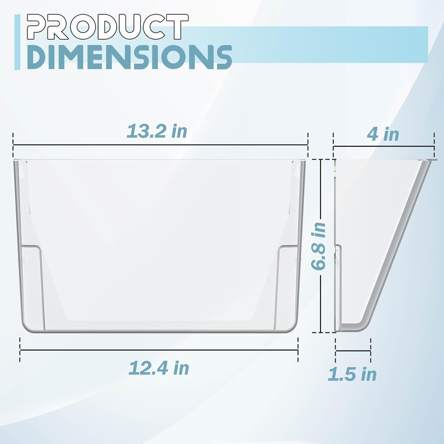 2 Pack Clear Single Pocket Wall File Holder Hanging Wall Organizer, Wall Mount M