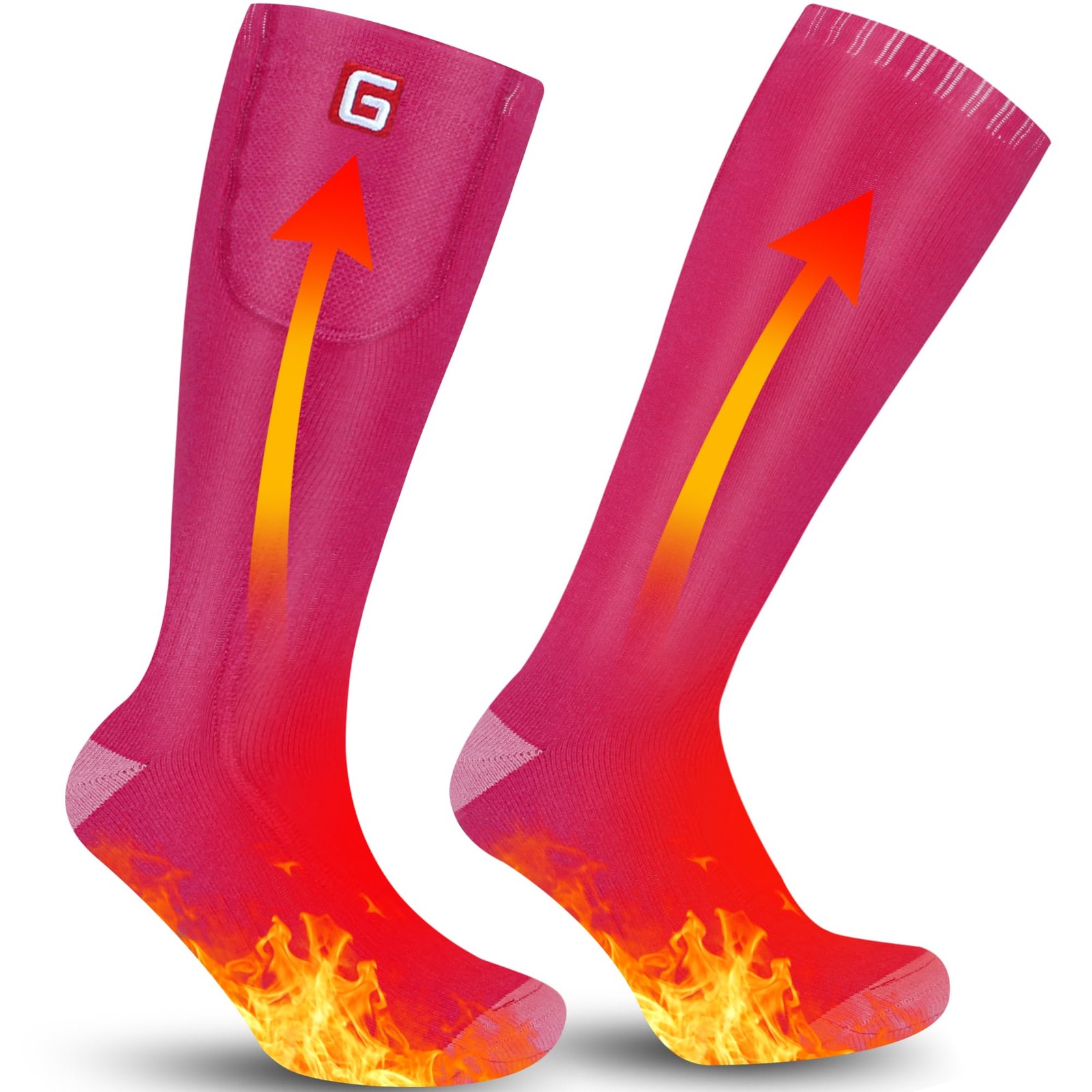 Heated Socks for Women - Pink, Rechargeable Battery Powered Thermal Socks Was...