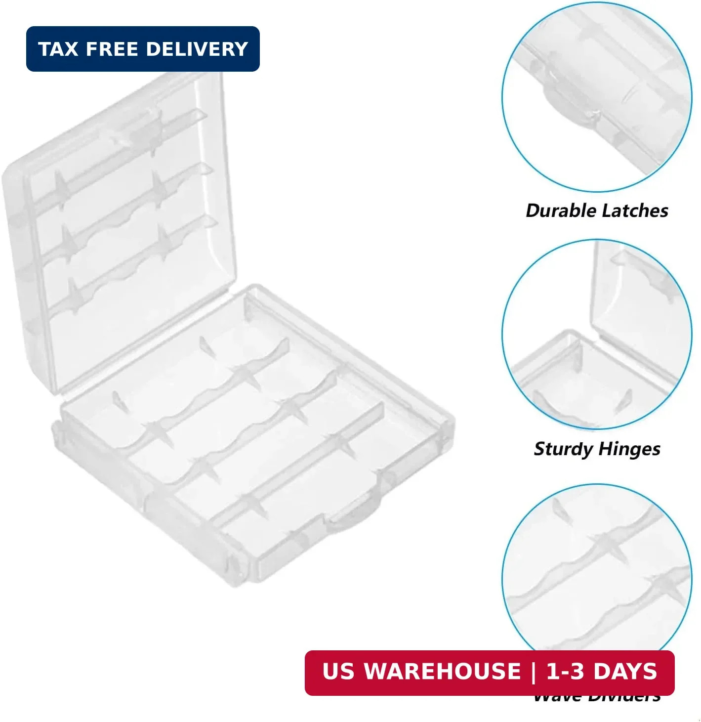 6pcs AAA Battery Storage Case Holder Box AA Battery Storage Case