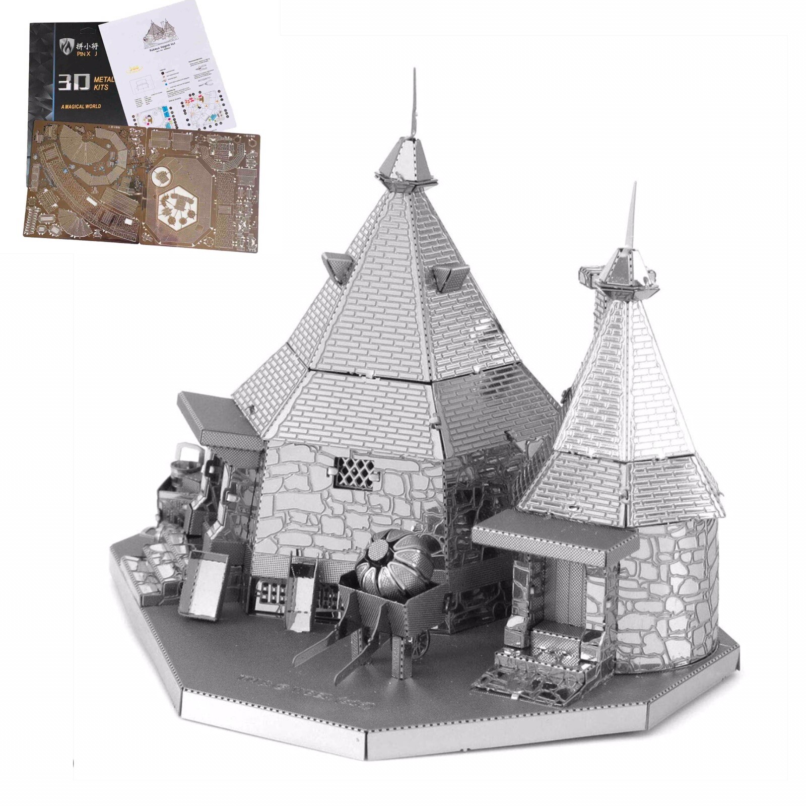 Metal 3D Puzzle Model- Rubeus Hagrid Hut  8cm x 6cm Stainless silver T-560