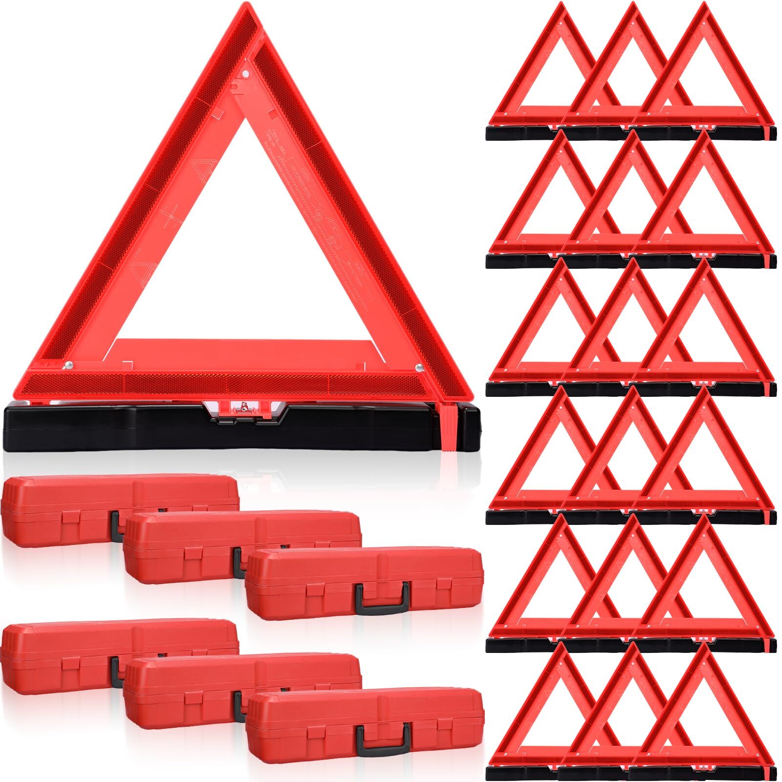 Warning Triangle DOT Approved Emergency Safety Triangle, Carrying Case (24 Pcs)