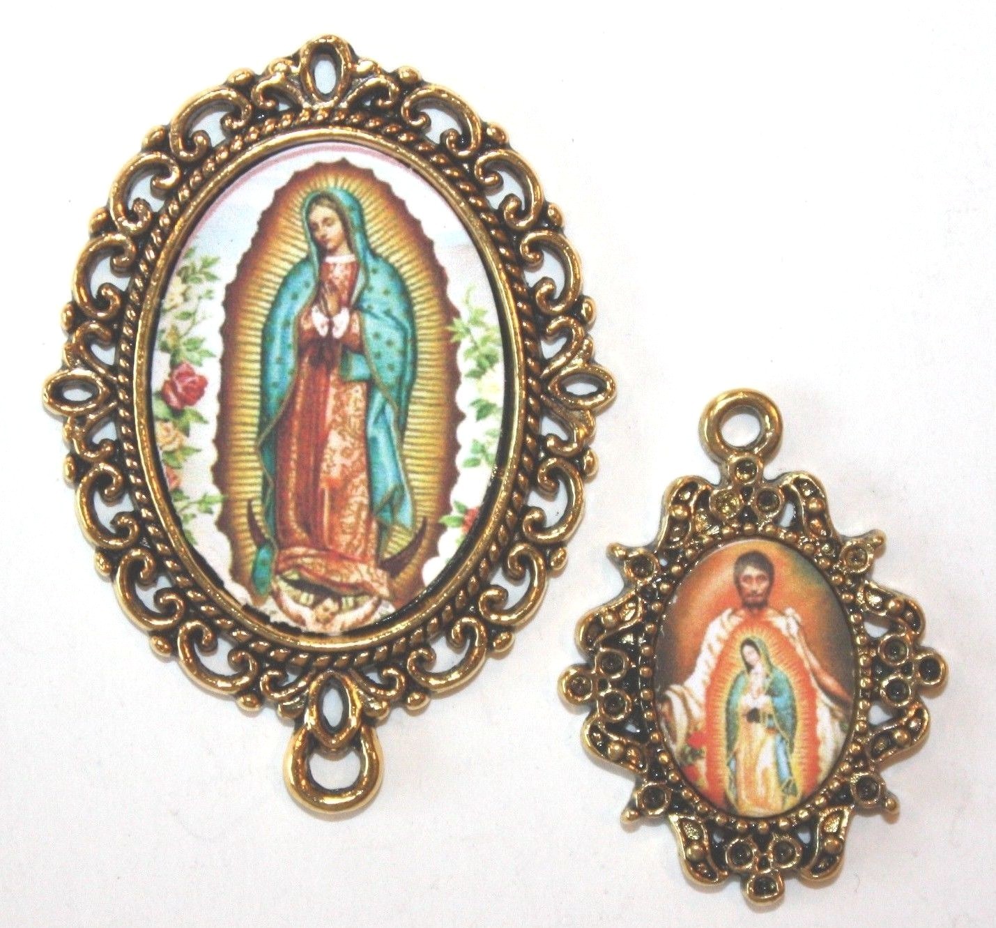 One Set Our Lady of Guadalupe Rosary Center | Juan Diego Side Medal  STA-101-100