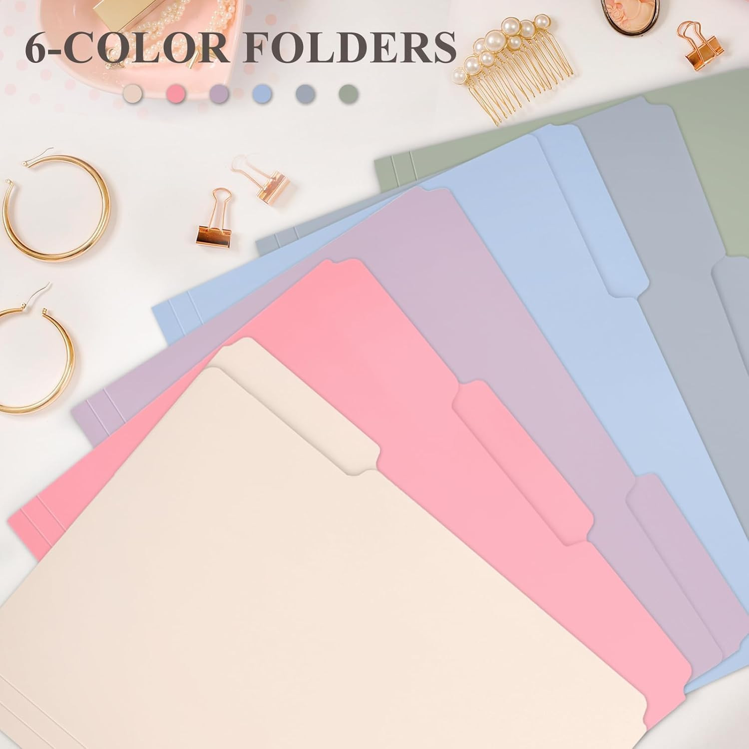 30 Pack Plastic File Folders Heavy Weight, Poly Colored File Folders 1/3-Cut Tab