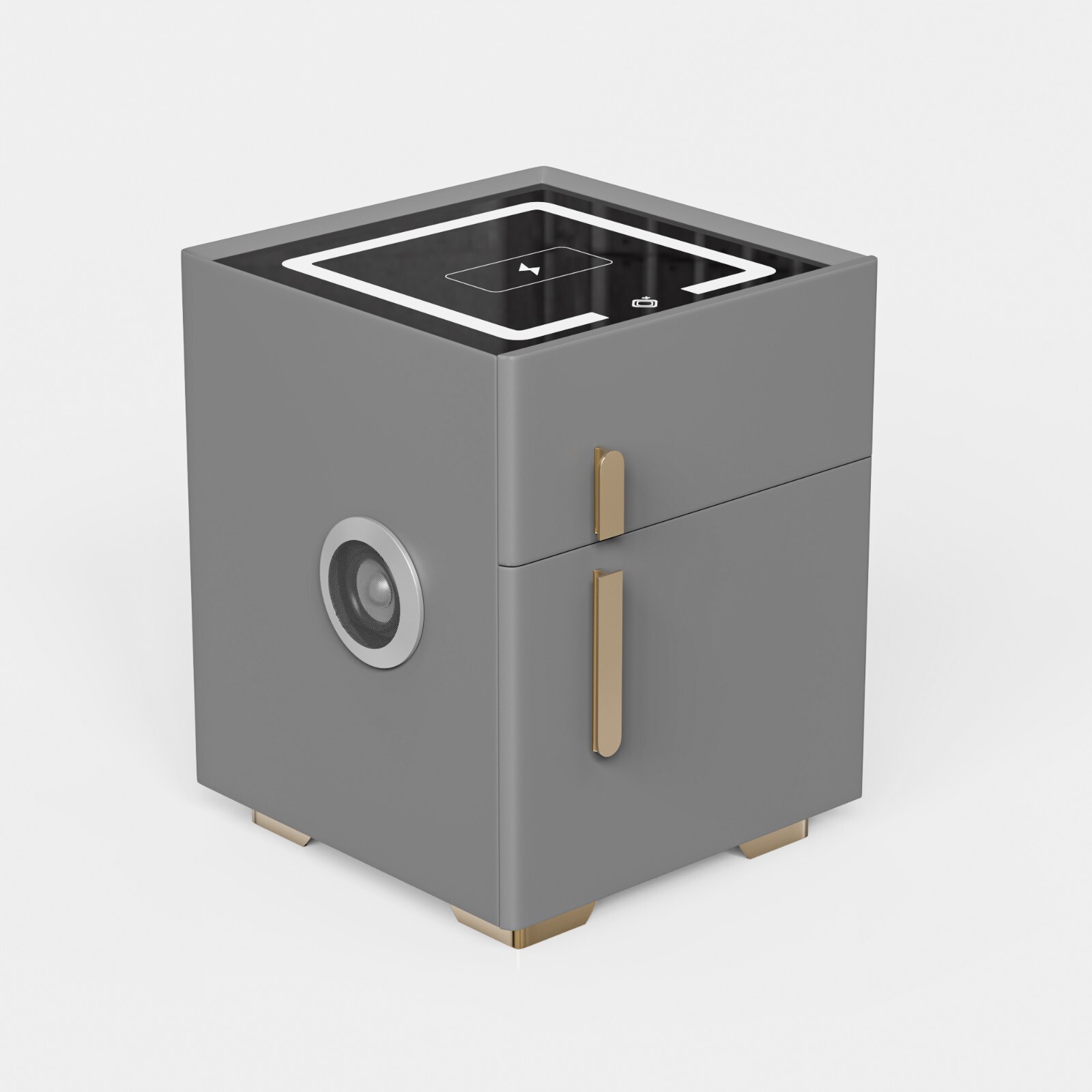 Double Drawer Smart Bedside Table with Safe (Dark Gray)