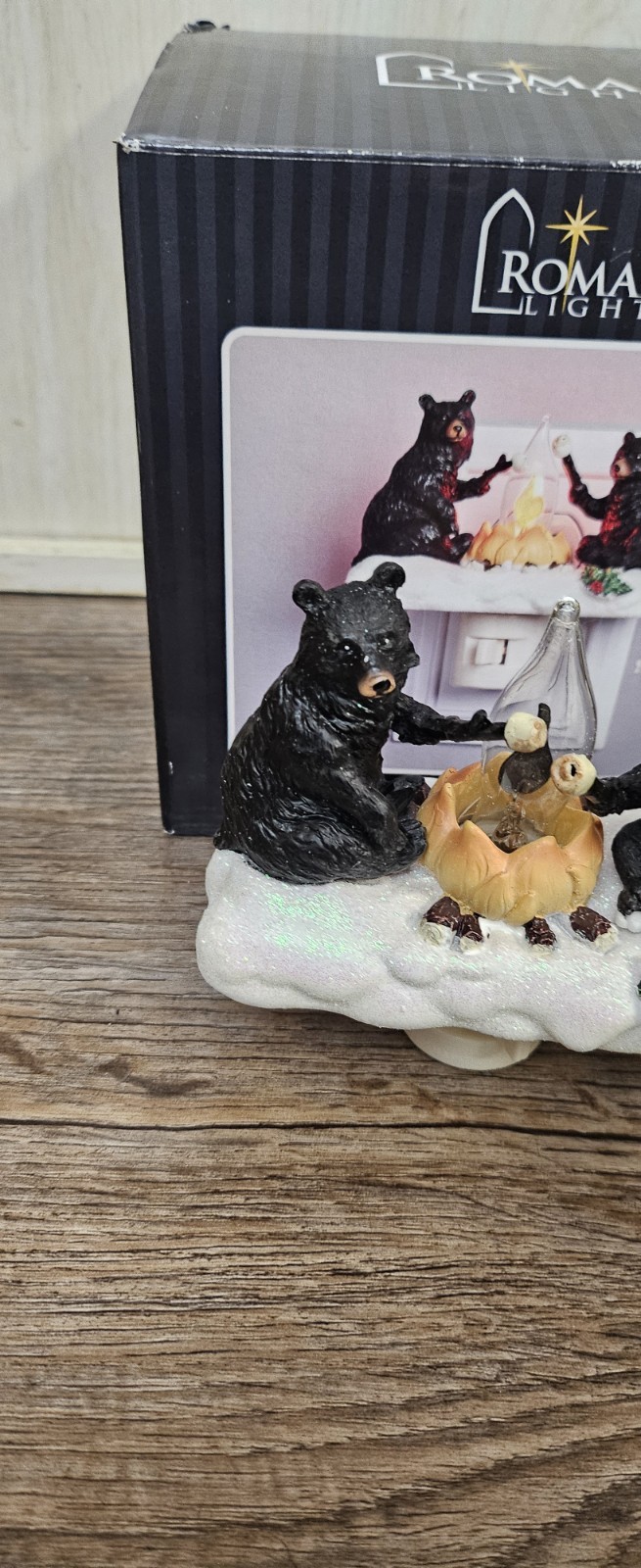 Roman Lights Campfire Black Bears Night Light