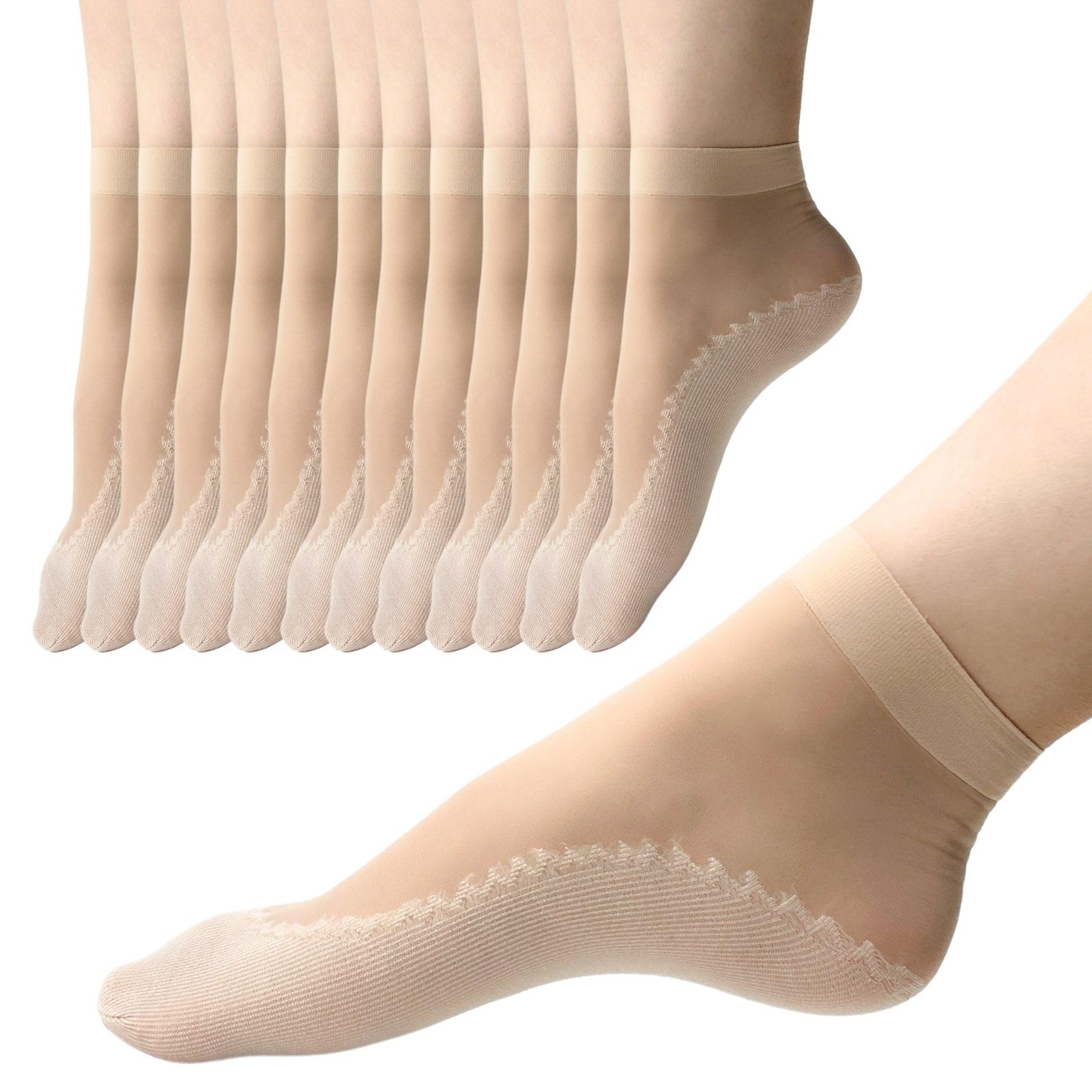 12 pares de calcetines tobilleros cortos finos y sedosos para mujer