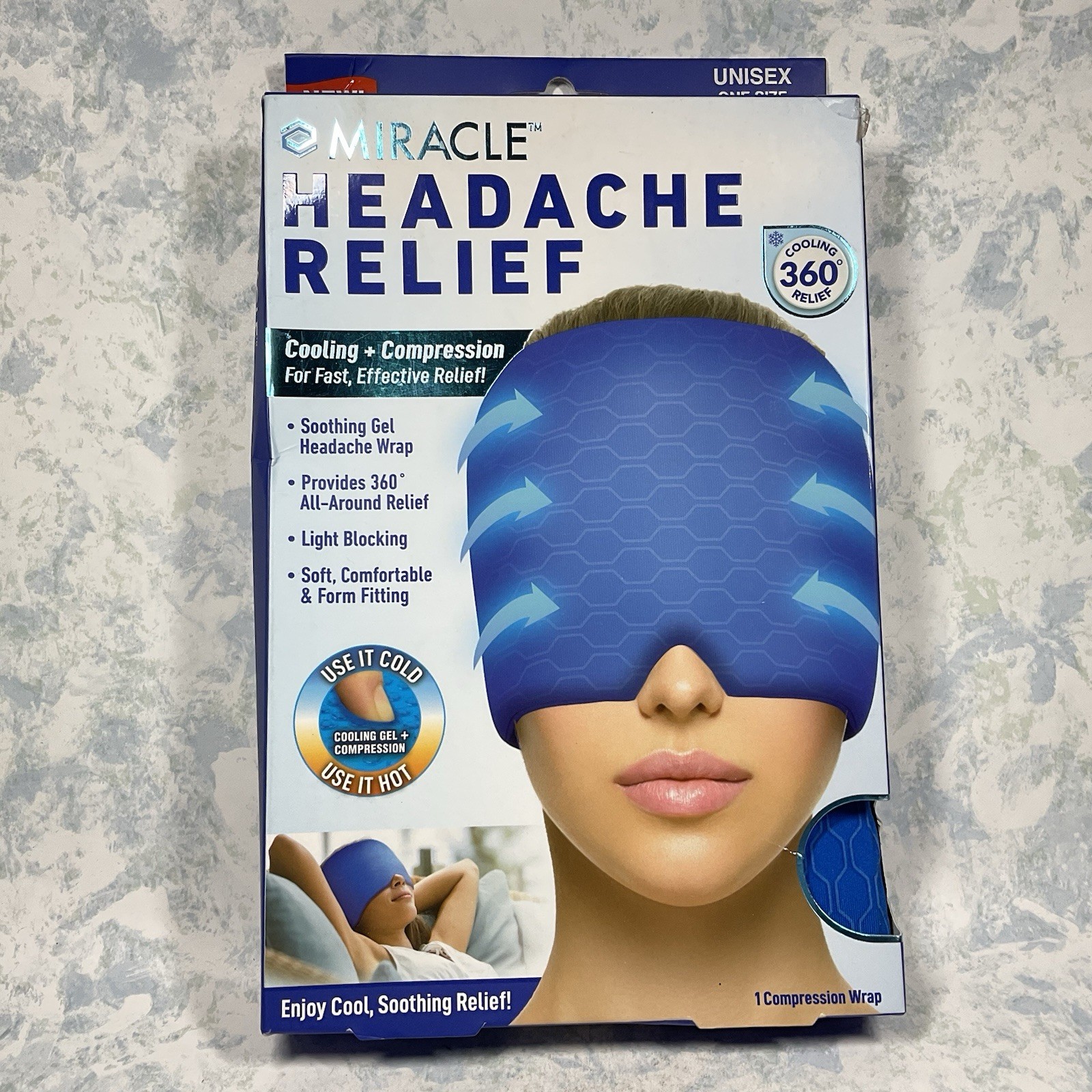Miracle Headache Relief Cooling + Compression Gel Wrap - New