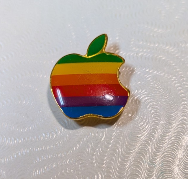 Vintage Apple Computer Rainbow Logo Enamel Lapel Pin Macintosh Mac Retro Tech