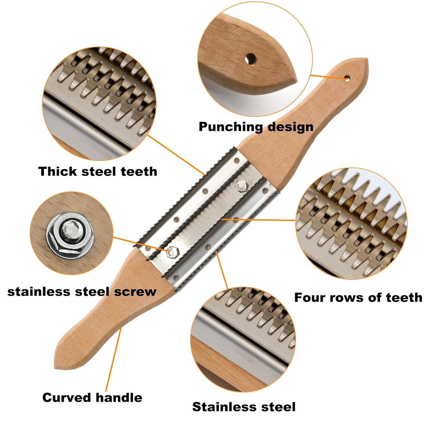Buffer Wheel Rake Polishing Tool w/ Stainless Steel Teeth Handle for Buffing