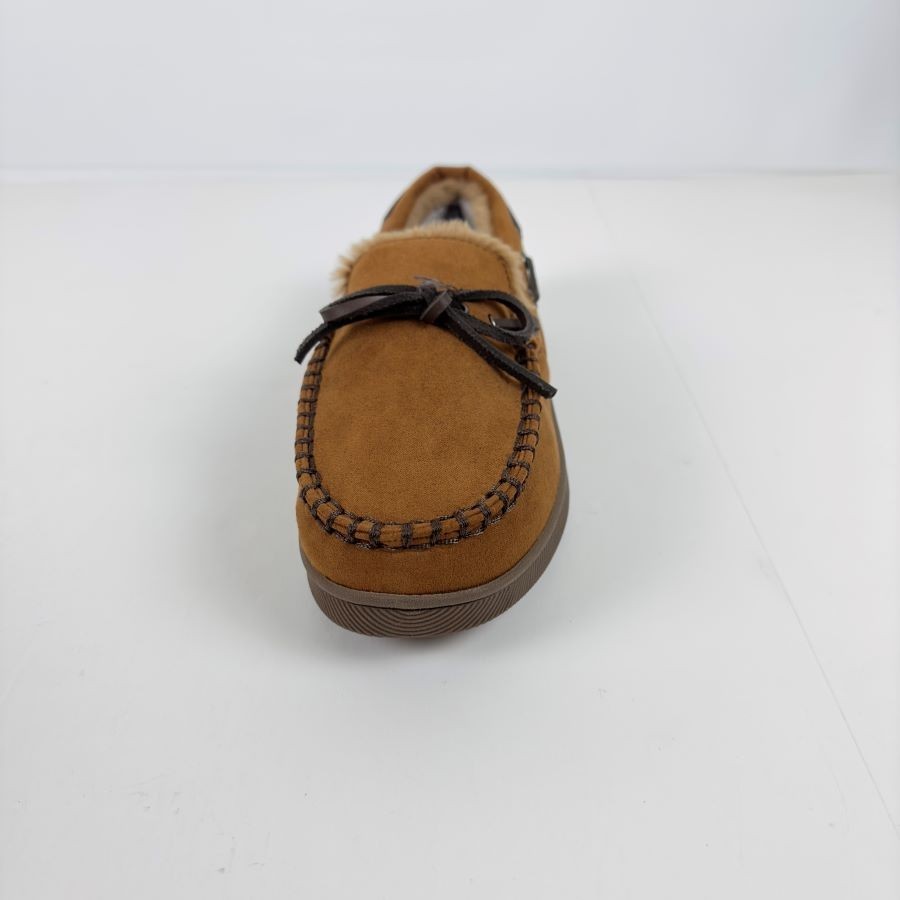 Club Room Men's Faux-Suede Moccasin Slippers with Faux-Fur Lining Tan Large10-11