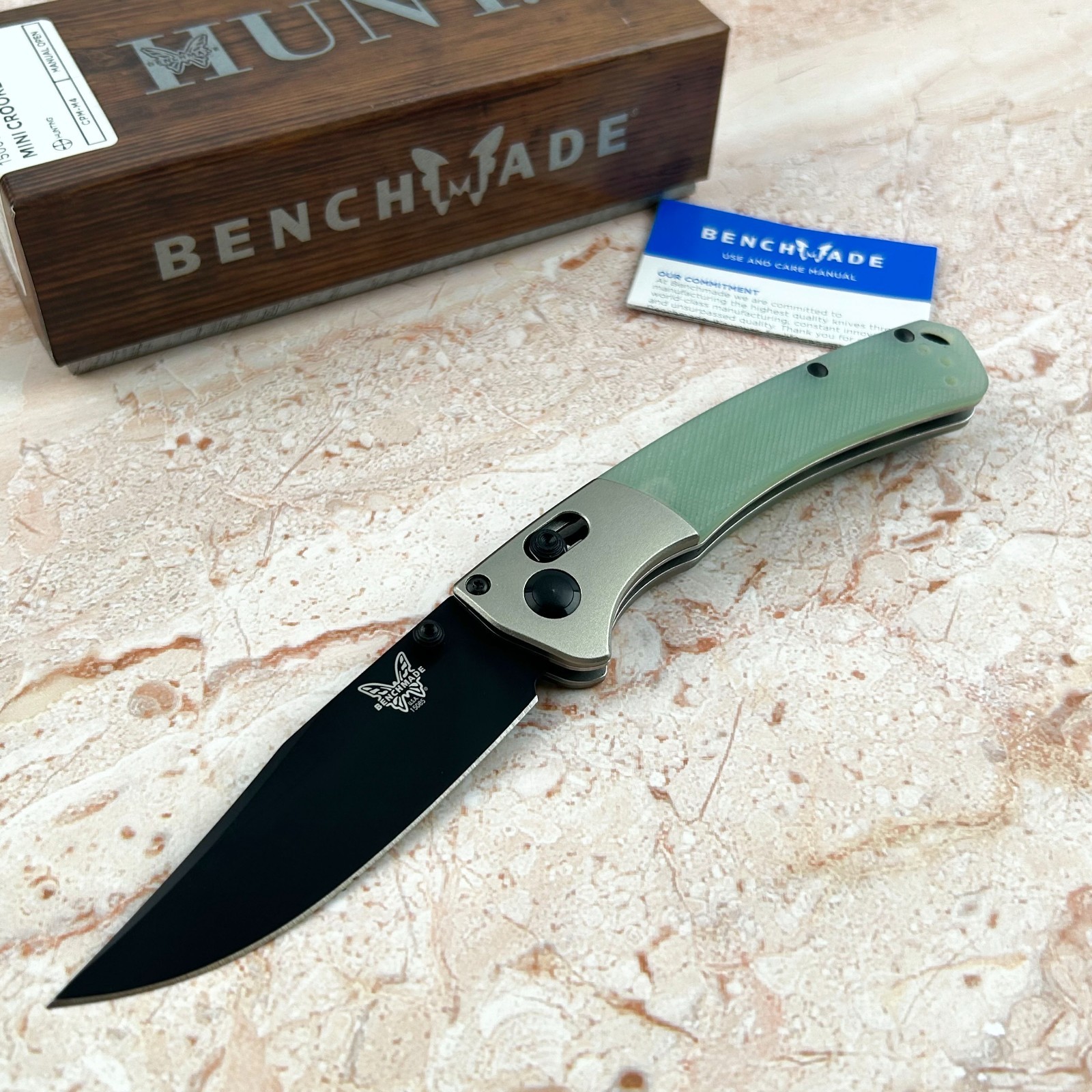 Benchmade Mini Crooked River 15080BK-2205 (CPM-M4 )Blade with Jade G10 Handles