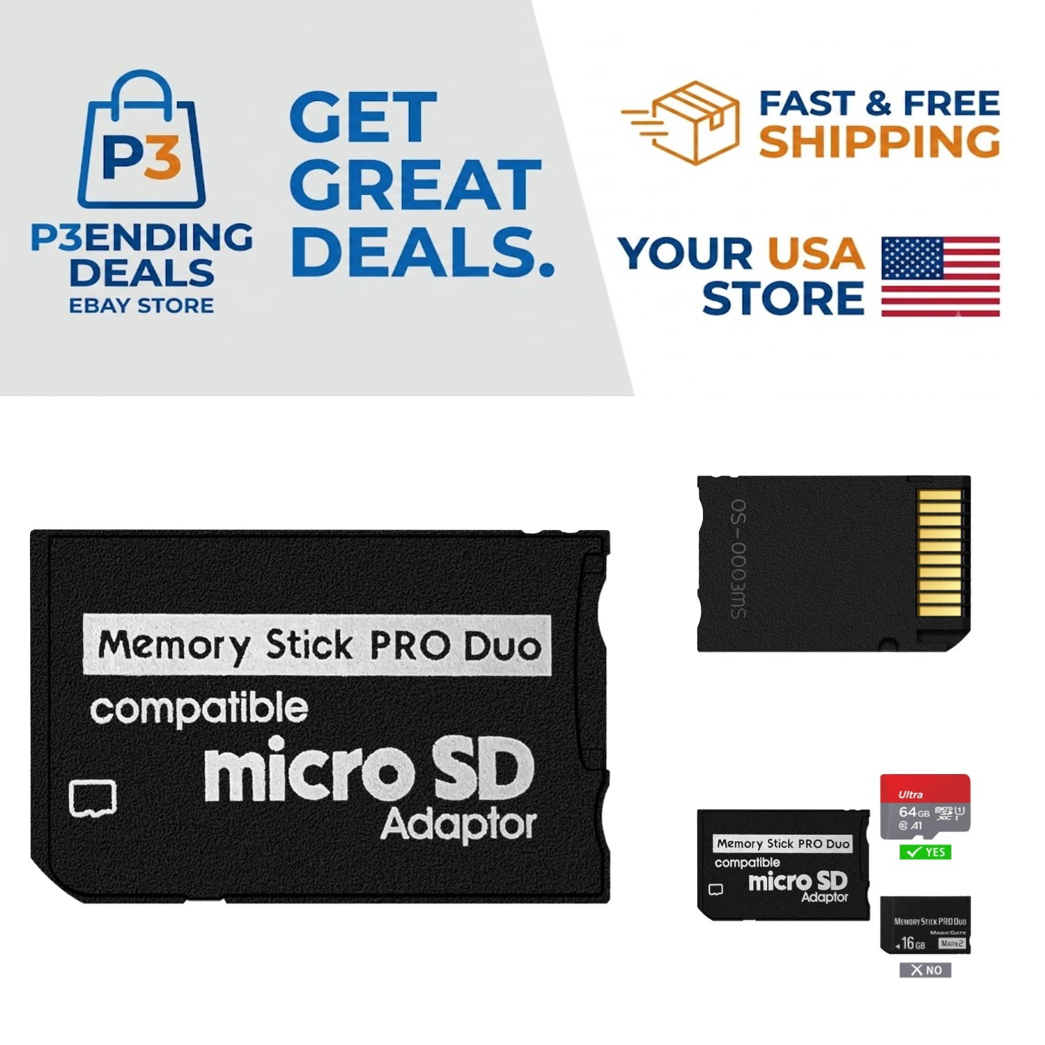 Versatile Memory Stick Adapter for PSP: Micro SD to PRO Duo, 128GB Capacity