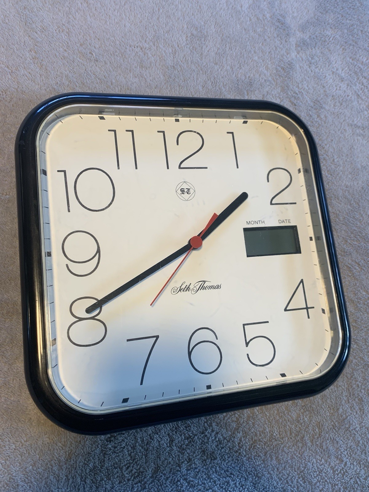 Vintage Seth Thomas Square Wall Clock Battery Operated 10” Retro Tested Works
