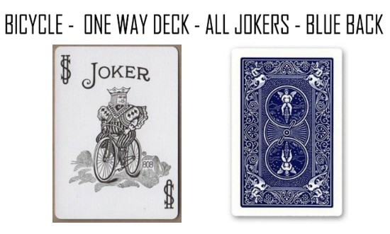 BICYCLE RIDER BLUE BACK - ONE WAY DECK - ALL JOKERS