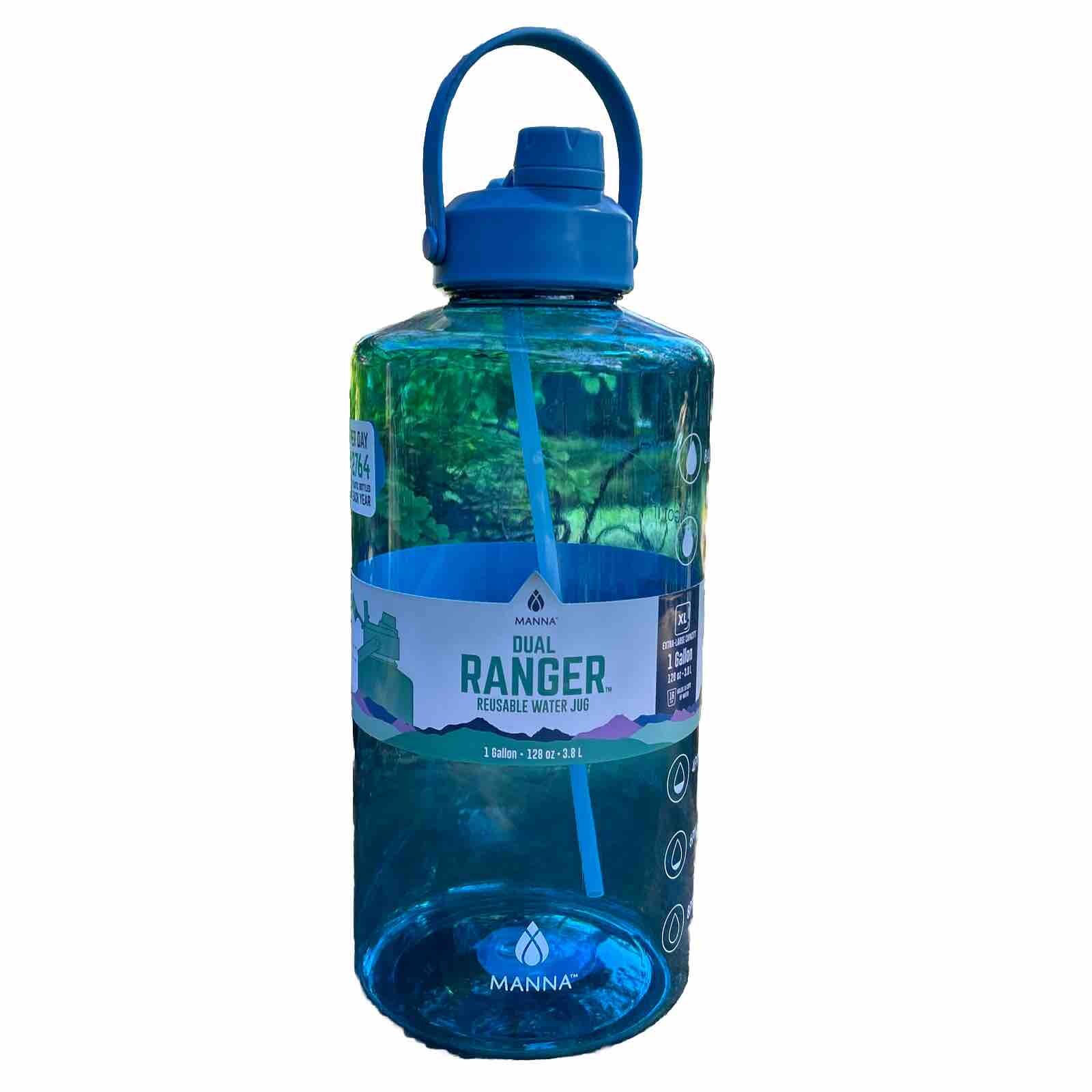 New MANNA 1 Gallon/128 oz. Motivational Dual Ranger Water Bottle Blue BPA Free