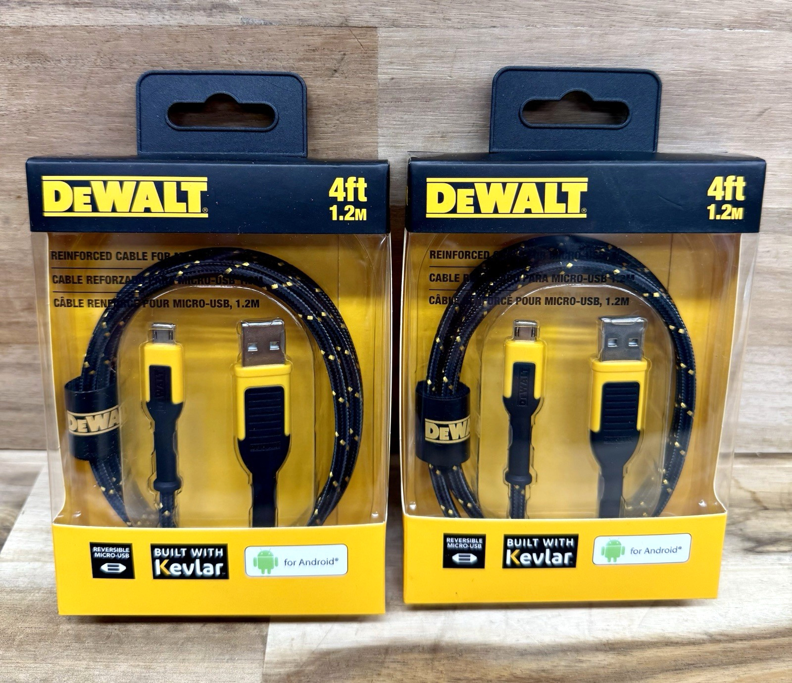 Lot of 2 - DEWALT (DXMA1311360) 4 Ft Reversible Micro USB Built w/ Kevlar - DN78