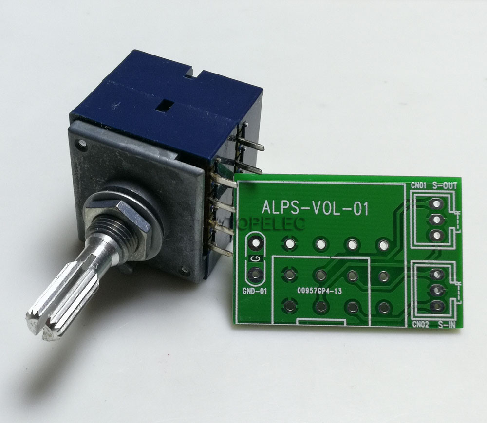 Japan ALPS RK27-8pin Stereo Dual Unit Knurled Shaft Volume Potentiometer + PCB