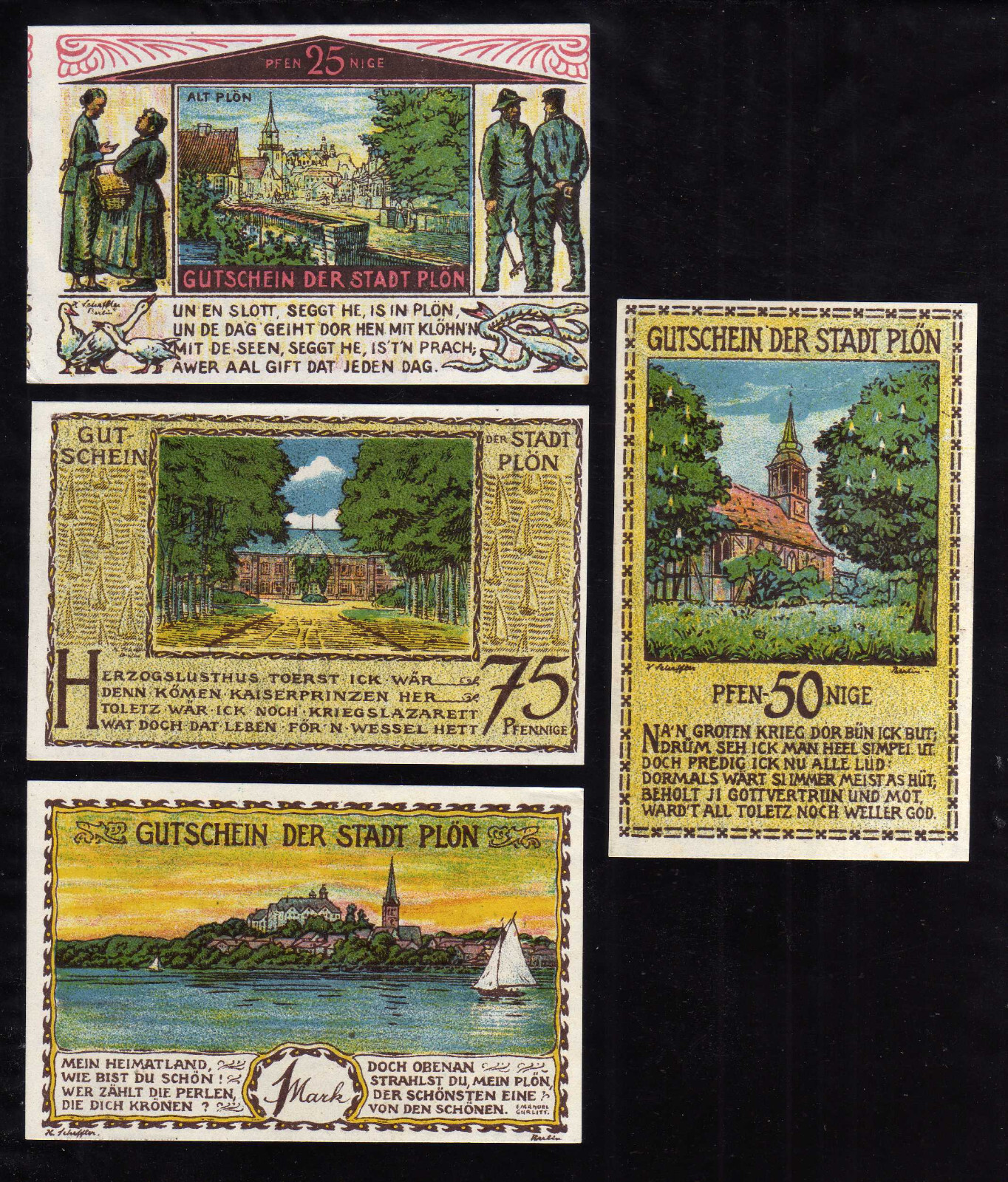 PLON - GERMANY NOTGELD -     25, 50, 75 PFENNIG, 1 MARK