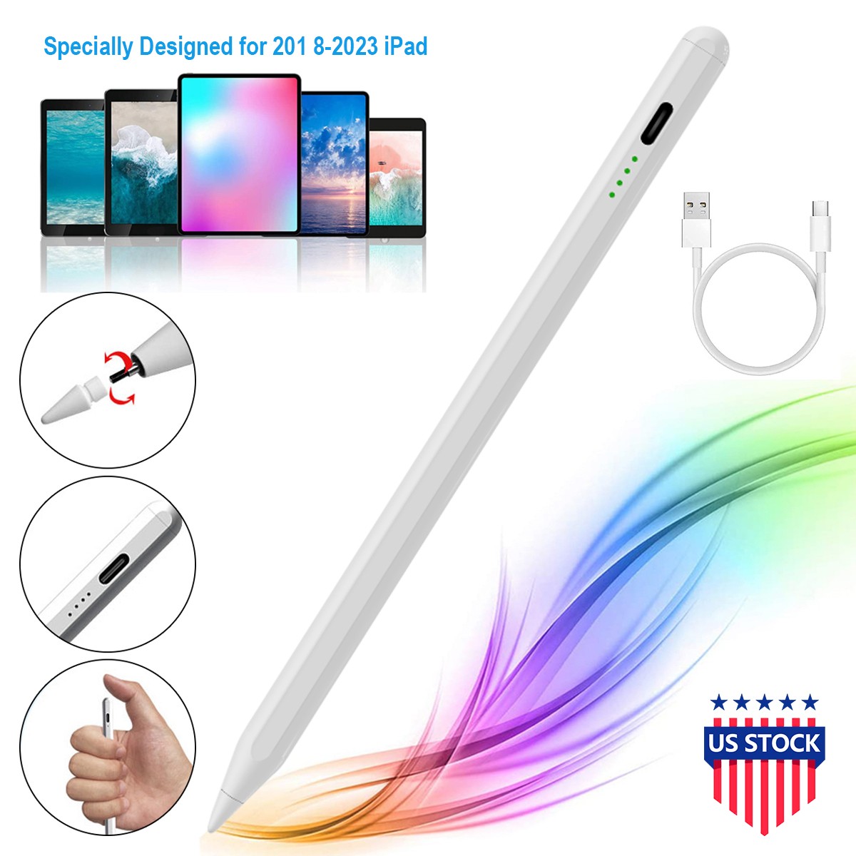 Wireless Touch Screen Stylus Pen for iPad 2018+ with Tilt & LED Indicator