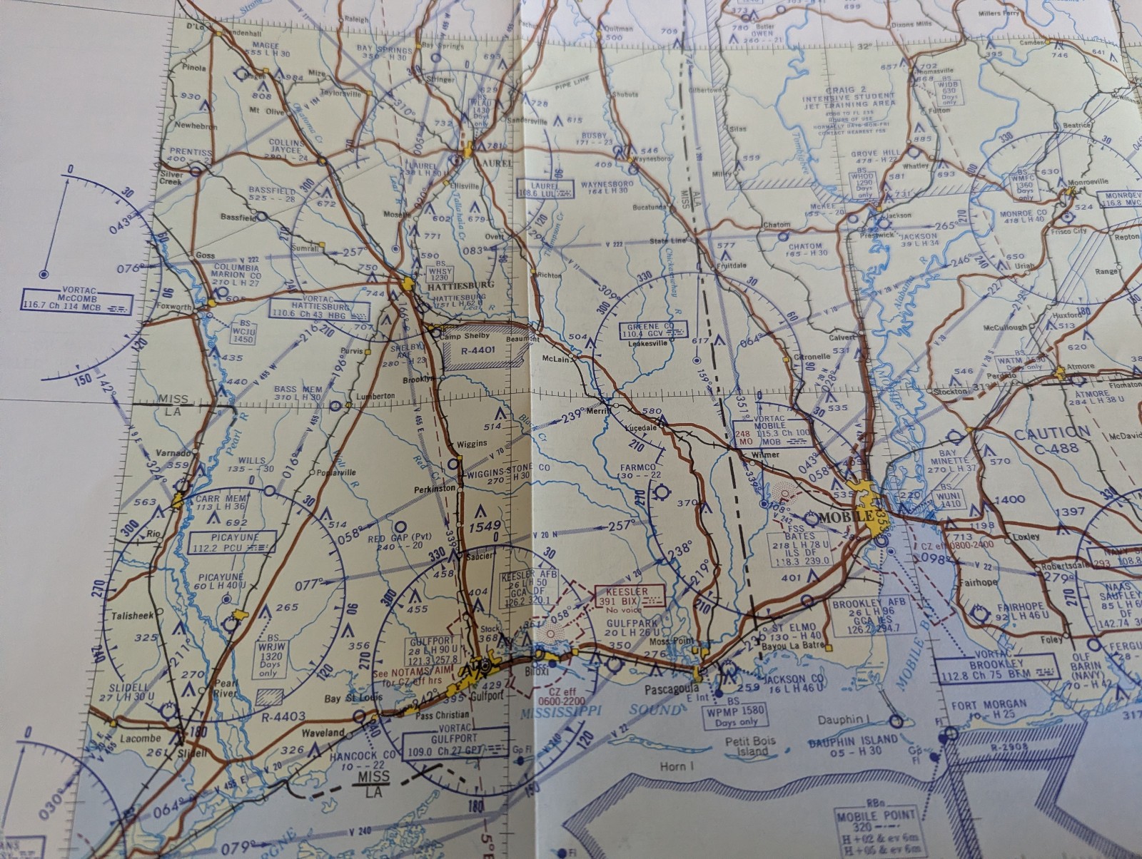 World Aeronautical Chart map Mobile Bay (467) May 20, 1968