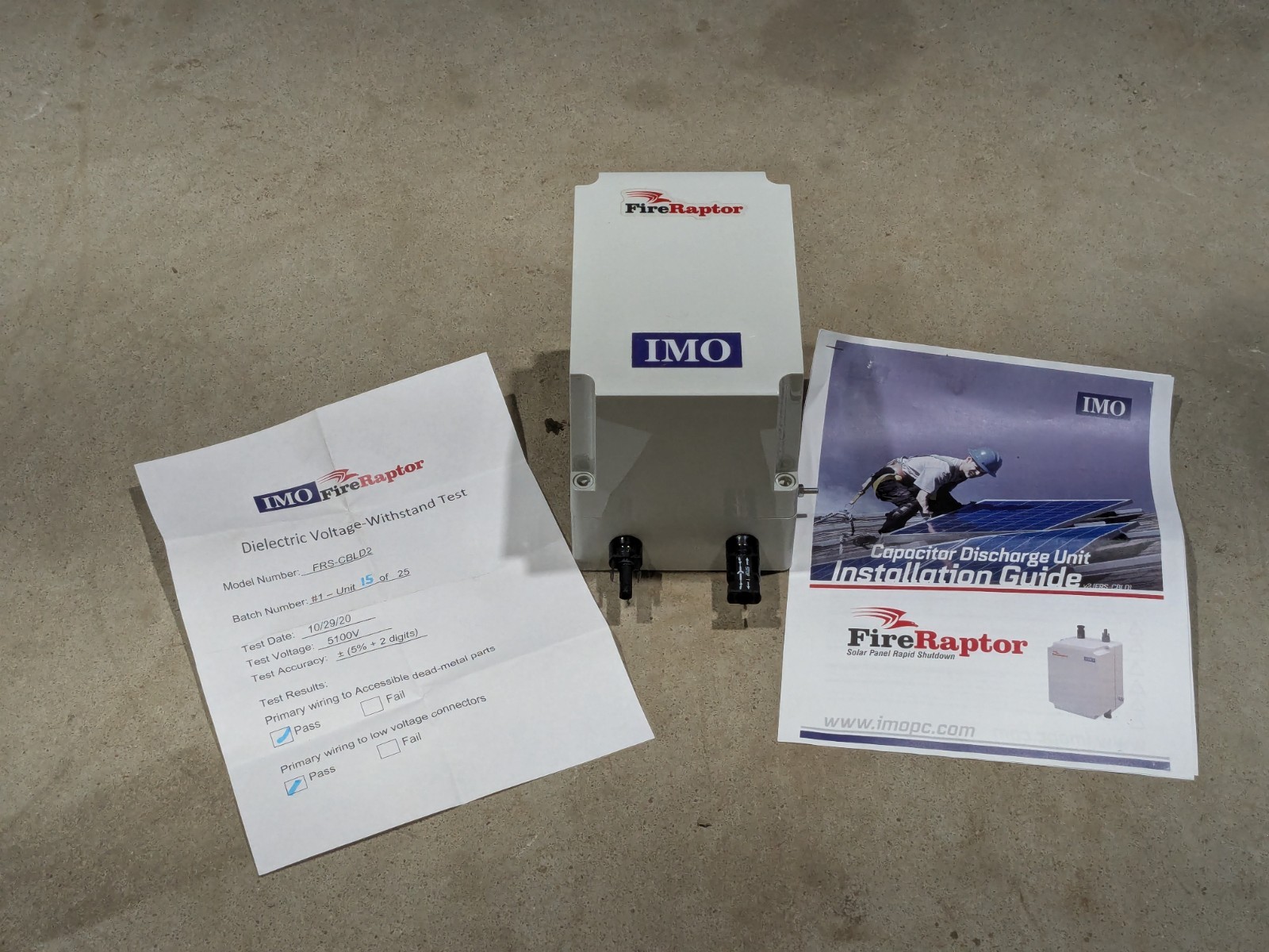 IMO FireRaptor Solar PHOTOVOLTAIC Capacitor discharge unit FRS-CBLD2