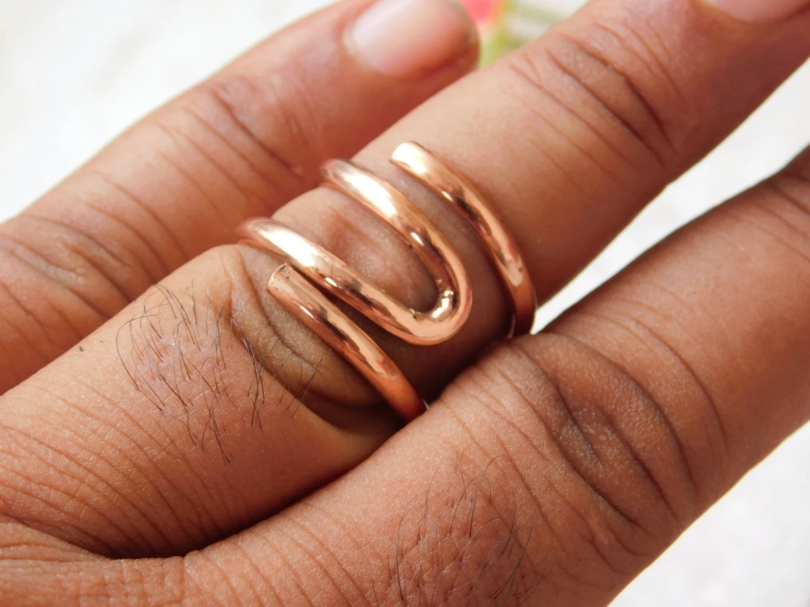 Solid Copper Minimalist Healing Ring Handmade Unisex Thumb Ring