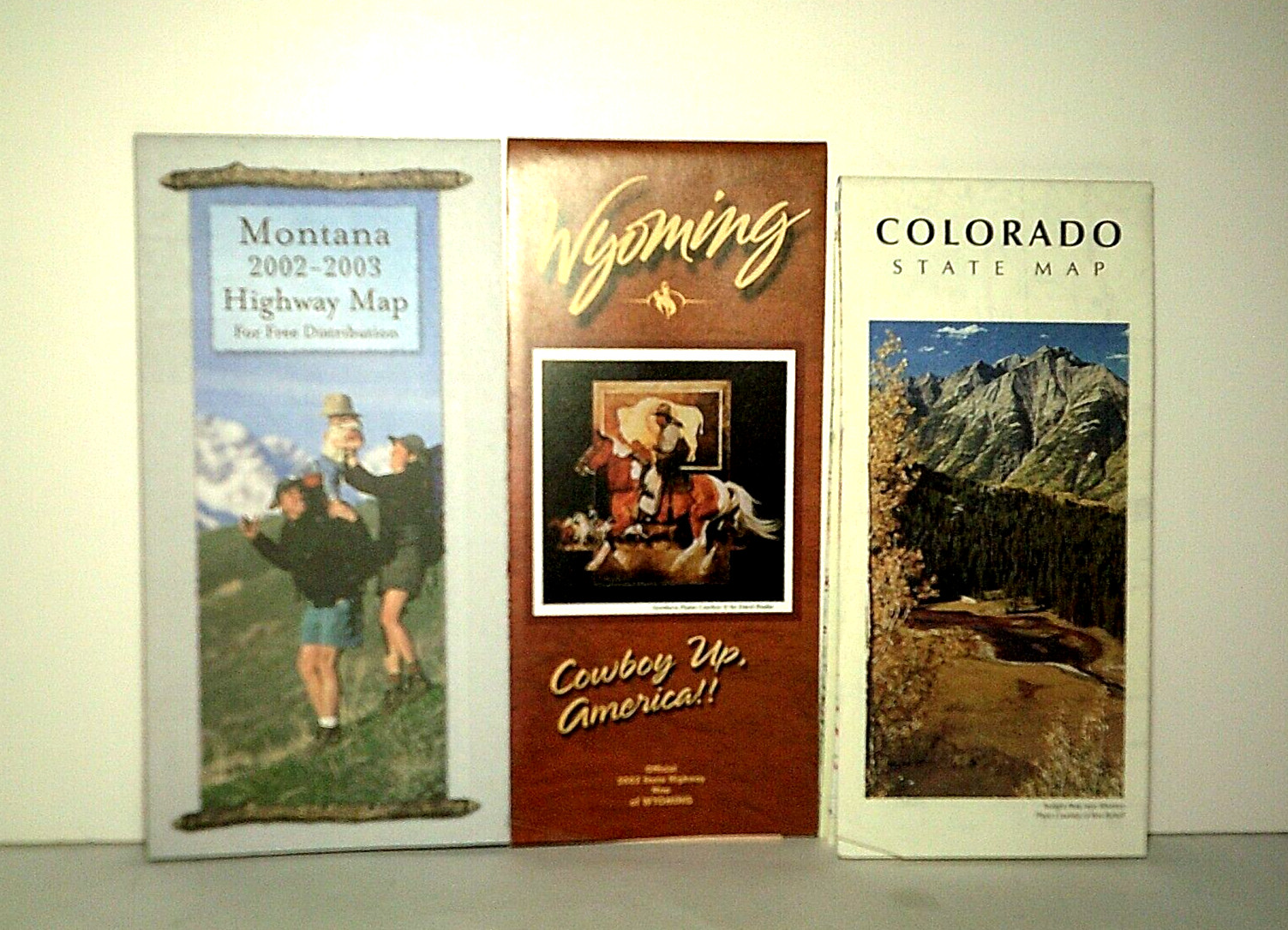 Vtg Colorado Wyoming Montana Road Map 1999 & 2002 Lot of 3 Cowboy Up America !