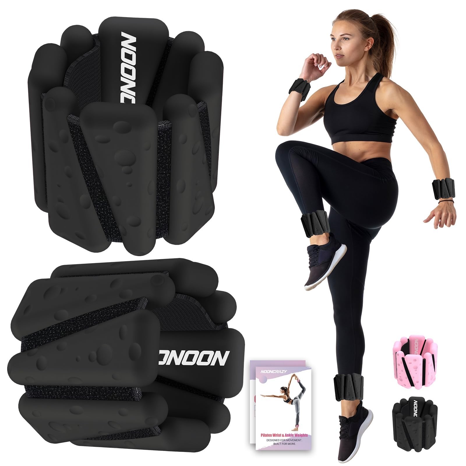 Wrist Ankle Weights Bangles 4lb/2lb for Women, Adjustable Silicone Pilates We...