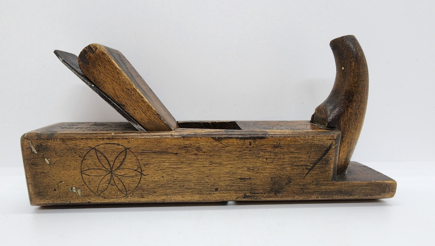 Antique Vtg Wood Working Block Plane Jacob D Gemmel E Gooil Curved Round Bottom