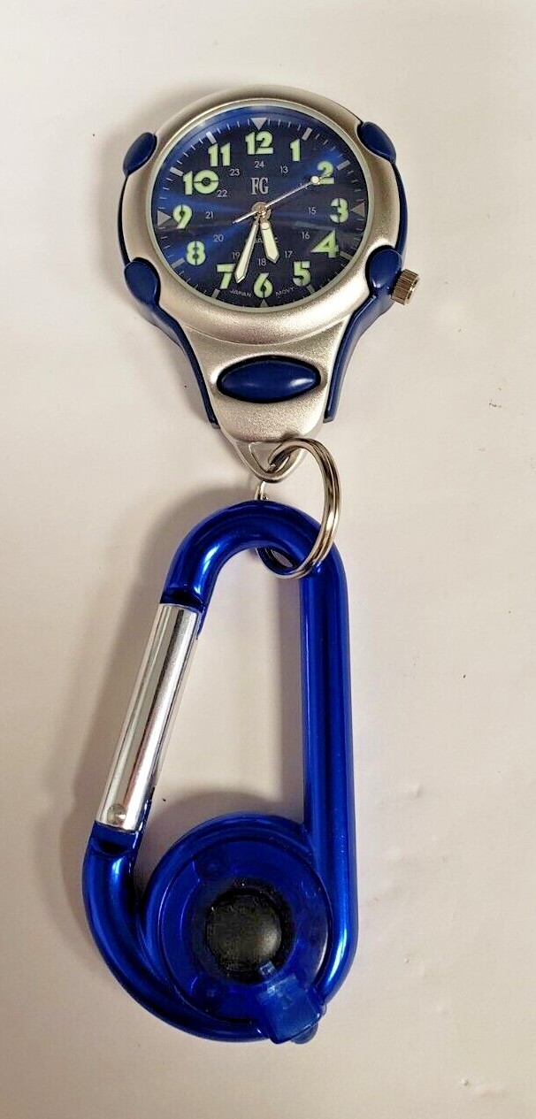 Clip-On Watch Round blue dial With built in torch light