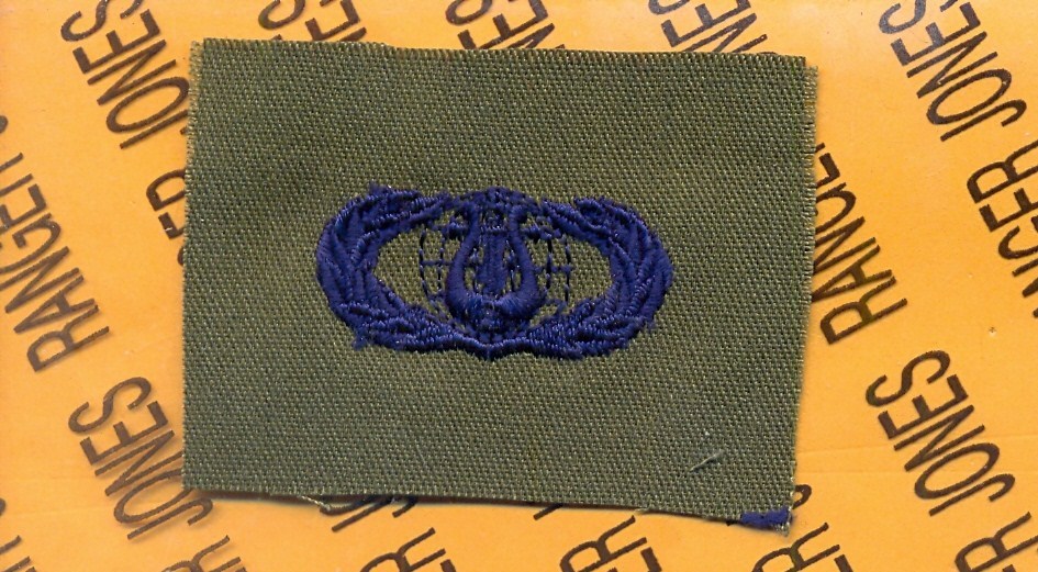 USAF Air Force Musician Band Qualification OD Green & Blue badge patch
