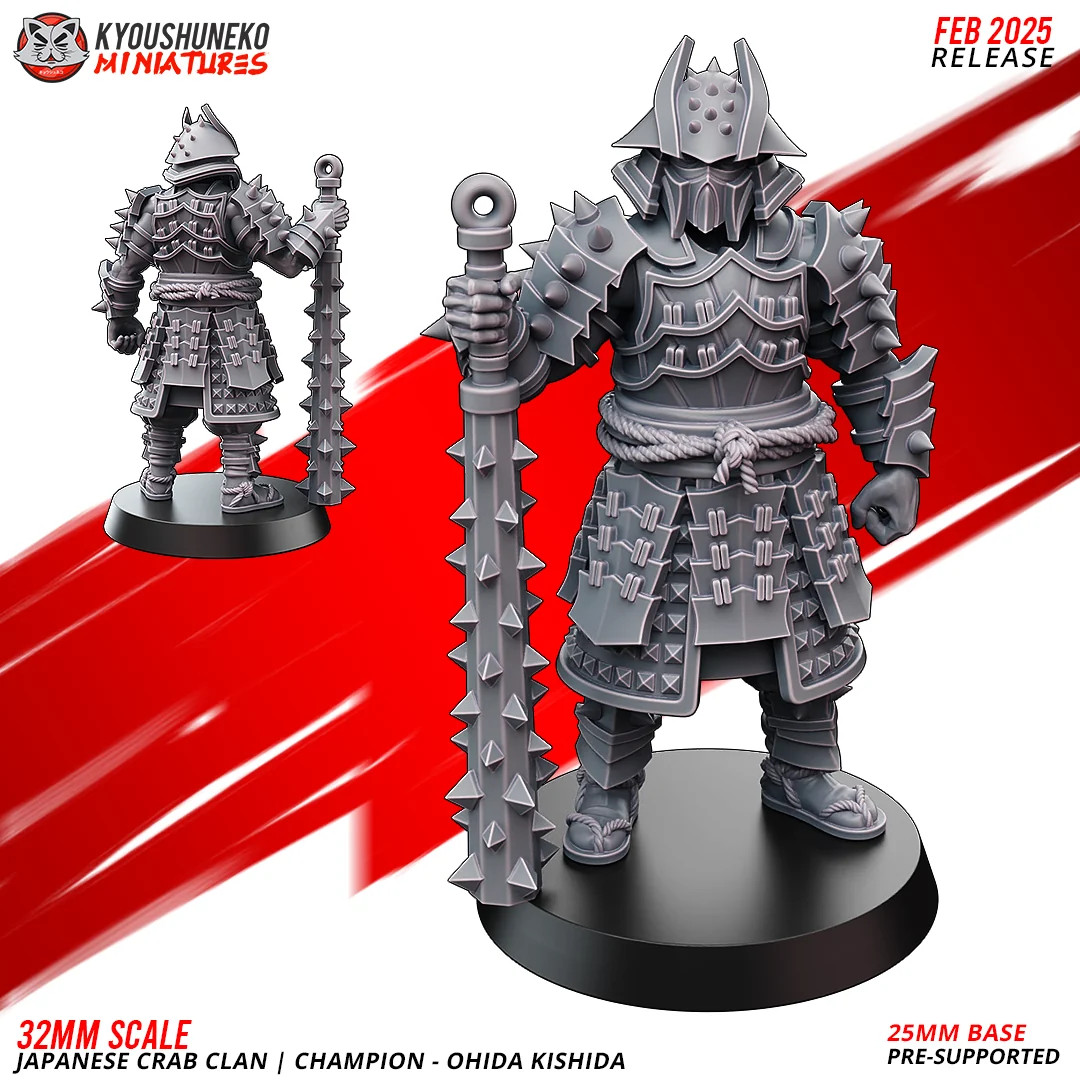 Crab Clan Champion - Ohida Kisidia - 28-55mm - Resin Tabletop Miniature