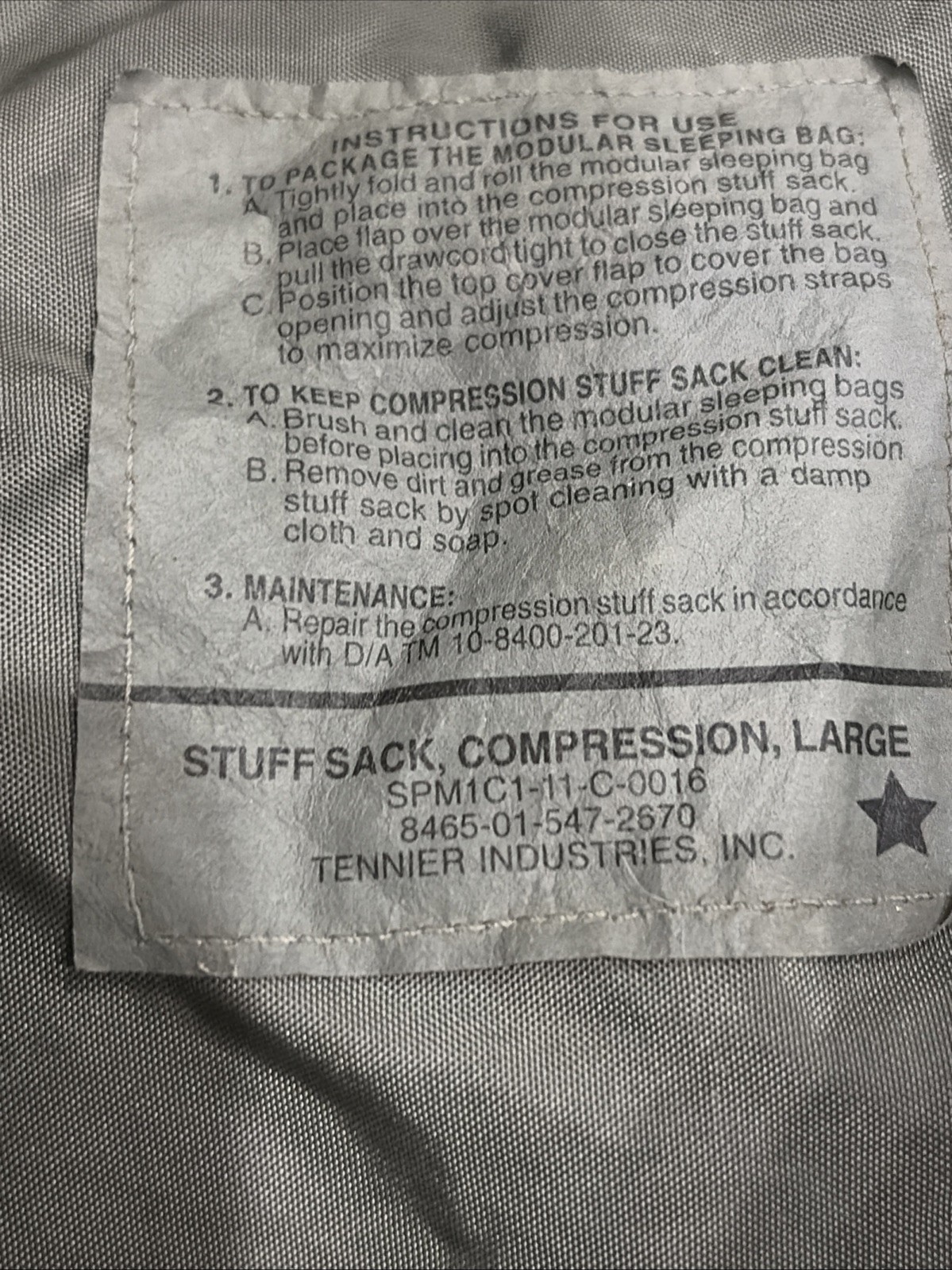 USGI Compression Stuff Sack Compression Large Genuine US Military Surplus