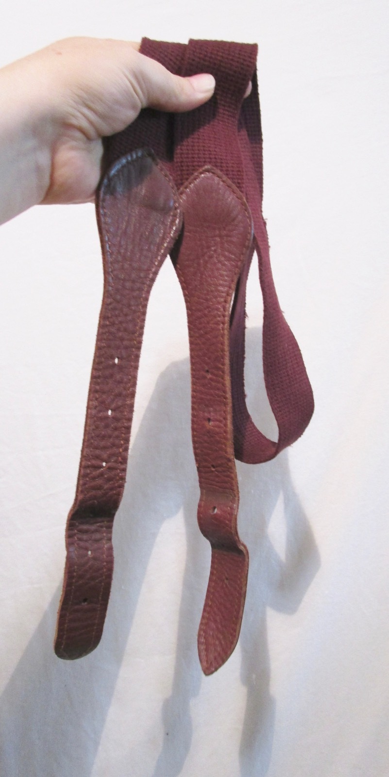 Vintage Burgundy Canvas & Leather Replacement Shoulder Strap Dble 1" Wide Buckle