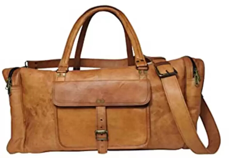 25" Unisex Men's Genuine Brown Leather Vintage Duffle Travel gym Overnight Bag