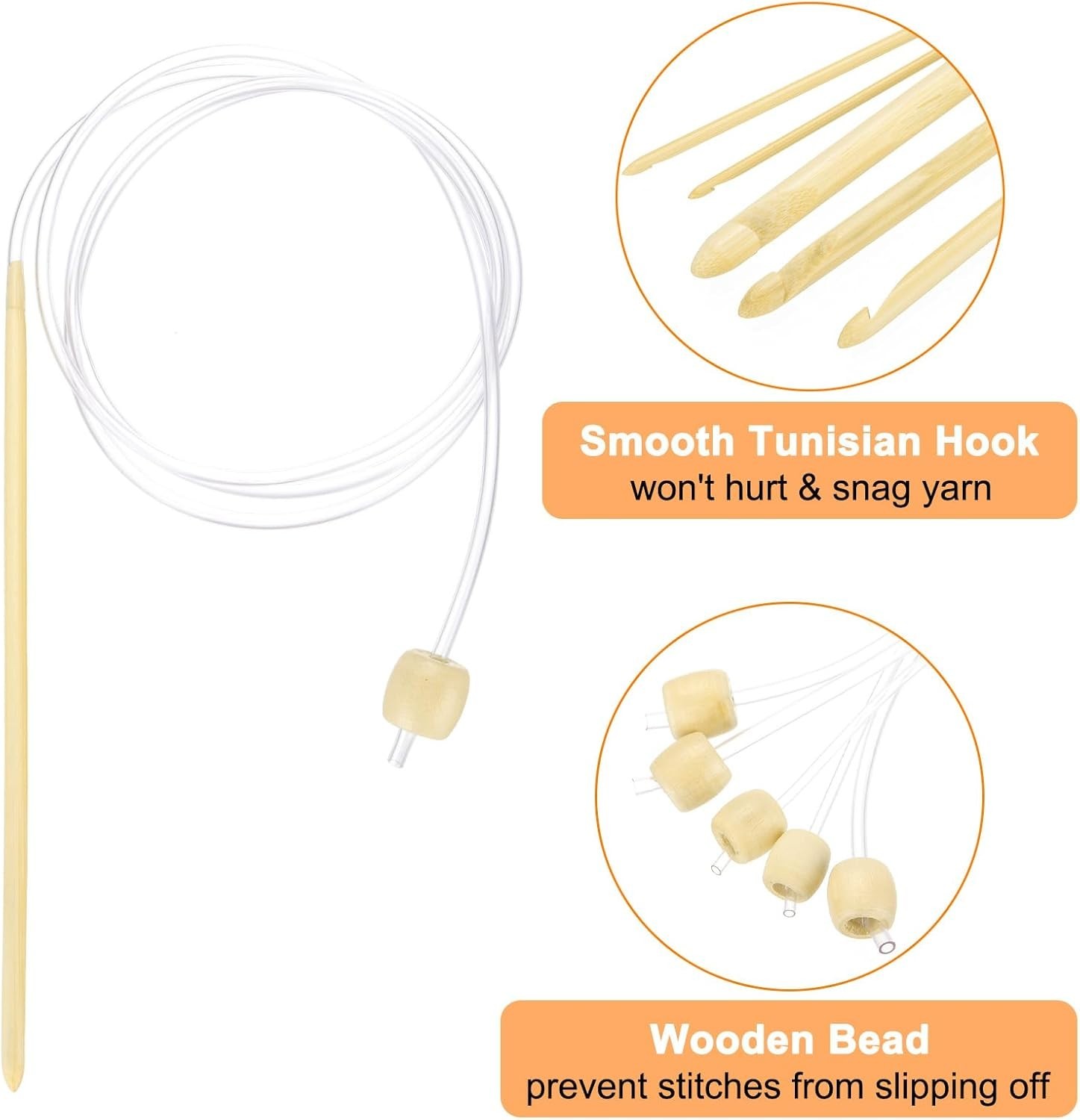 Tunisian Crochet Hook Set 4mm with Plastic Cable and Easy-Identify Size Mark