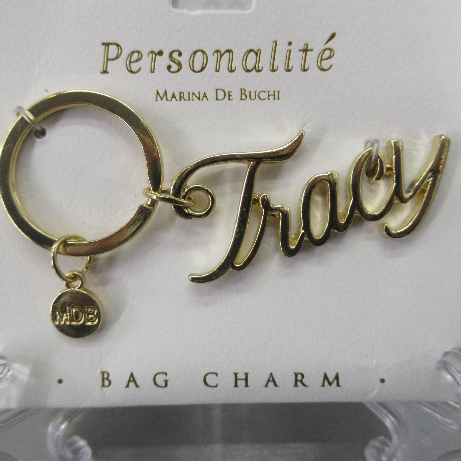 Marina De Buchi Charm Womens One Size Gold Tracy Bag Purse Keyring Personalized