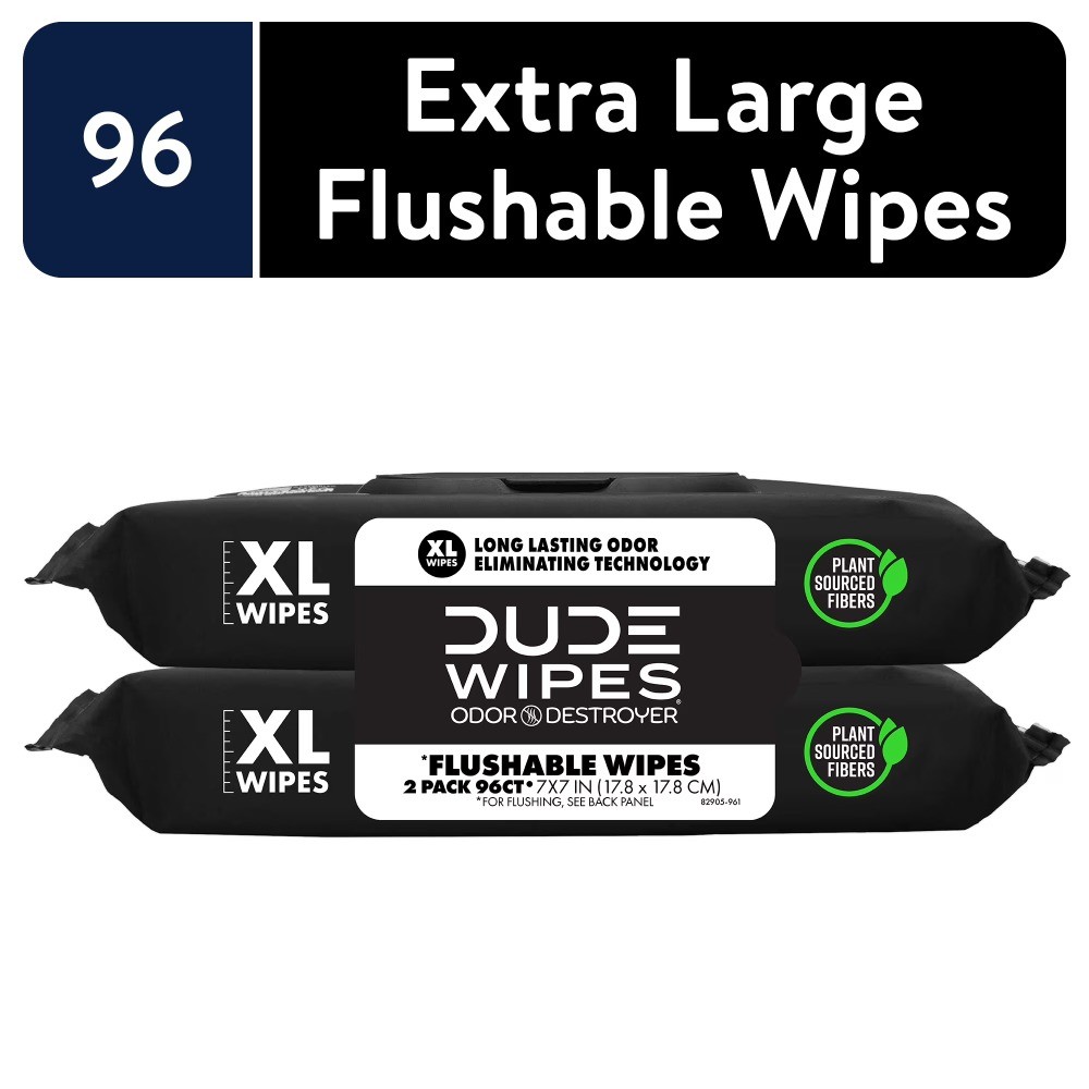 DUDE deodorizing wipes, flushable, XL extra-large wipes, 48 ​​wipes per pack