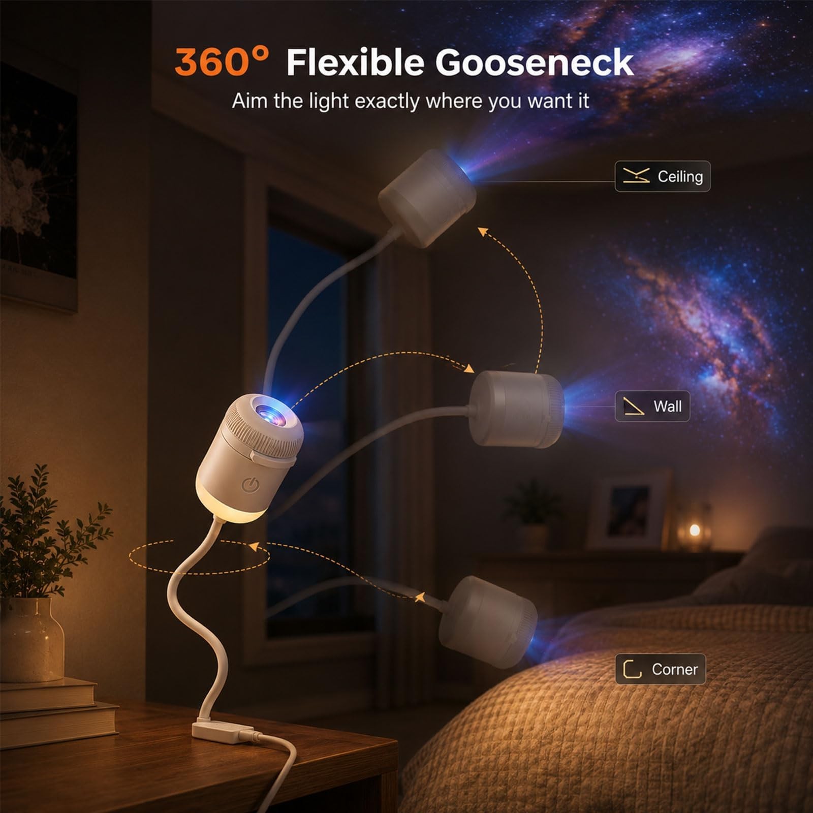 Hd Smart Dynamic 5D Holographic Night Light Projector, Play HD Star Projector