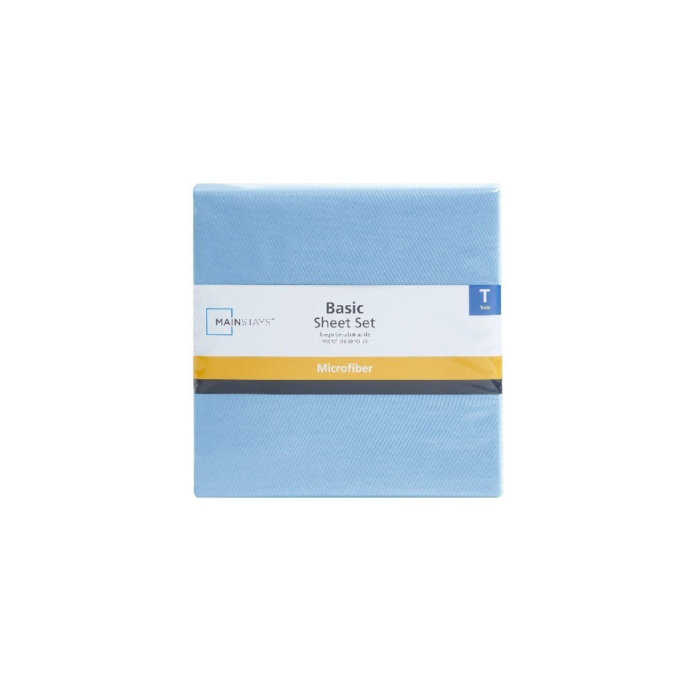 Microfiber 3 Piece Twin Sheet Set Light Blue Bedding