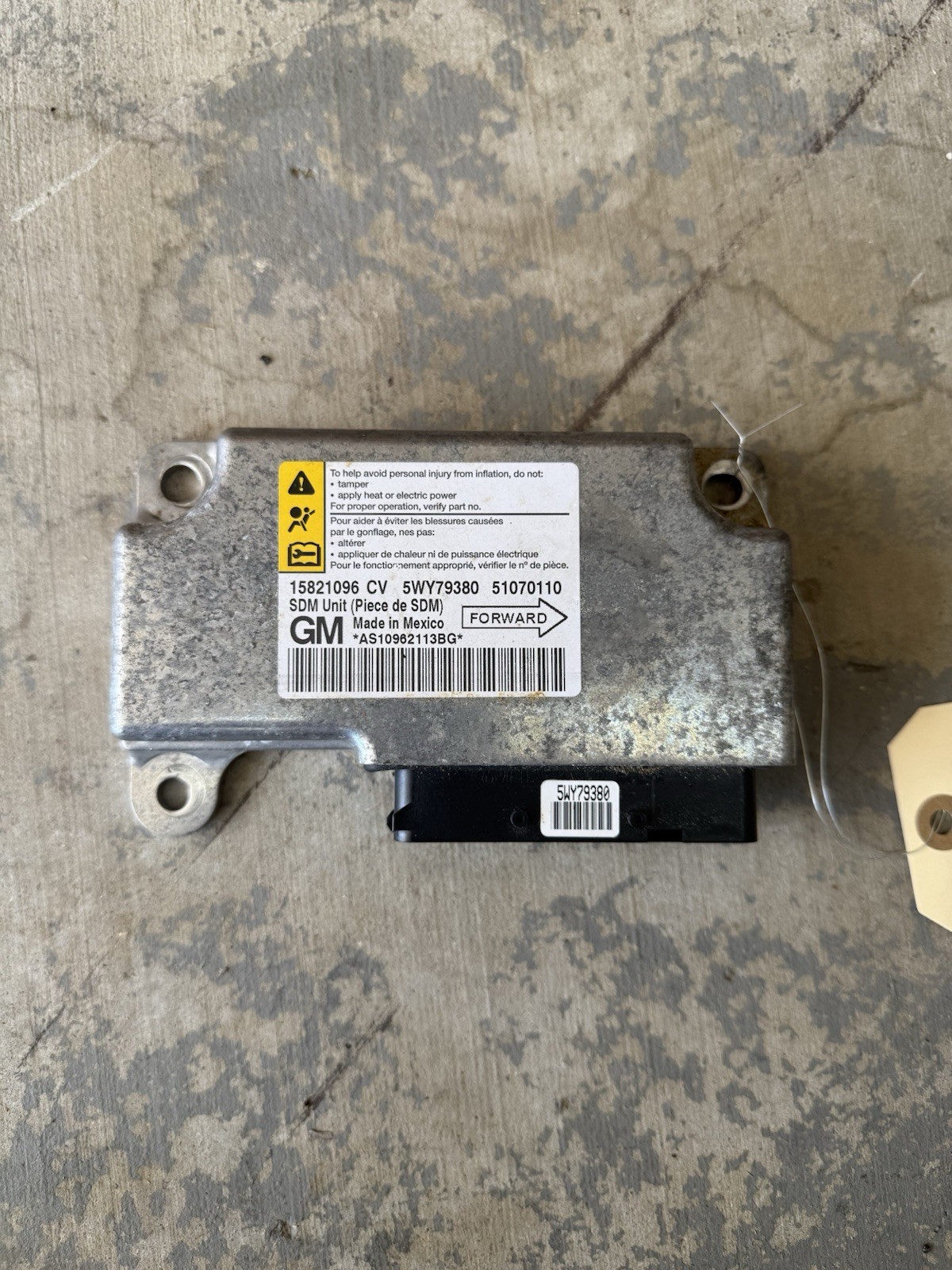 2008-2010 CHEVY MALIBU OEM OCCUPANT SAFETY RESTRNT CTRL MODULE 15821096/5WY79380