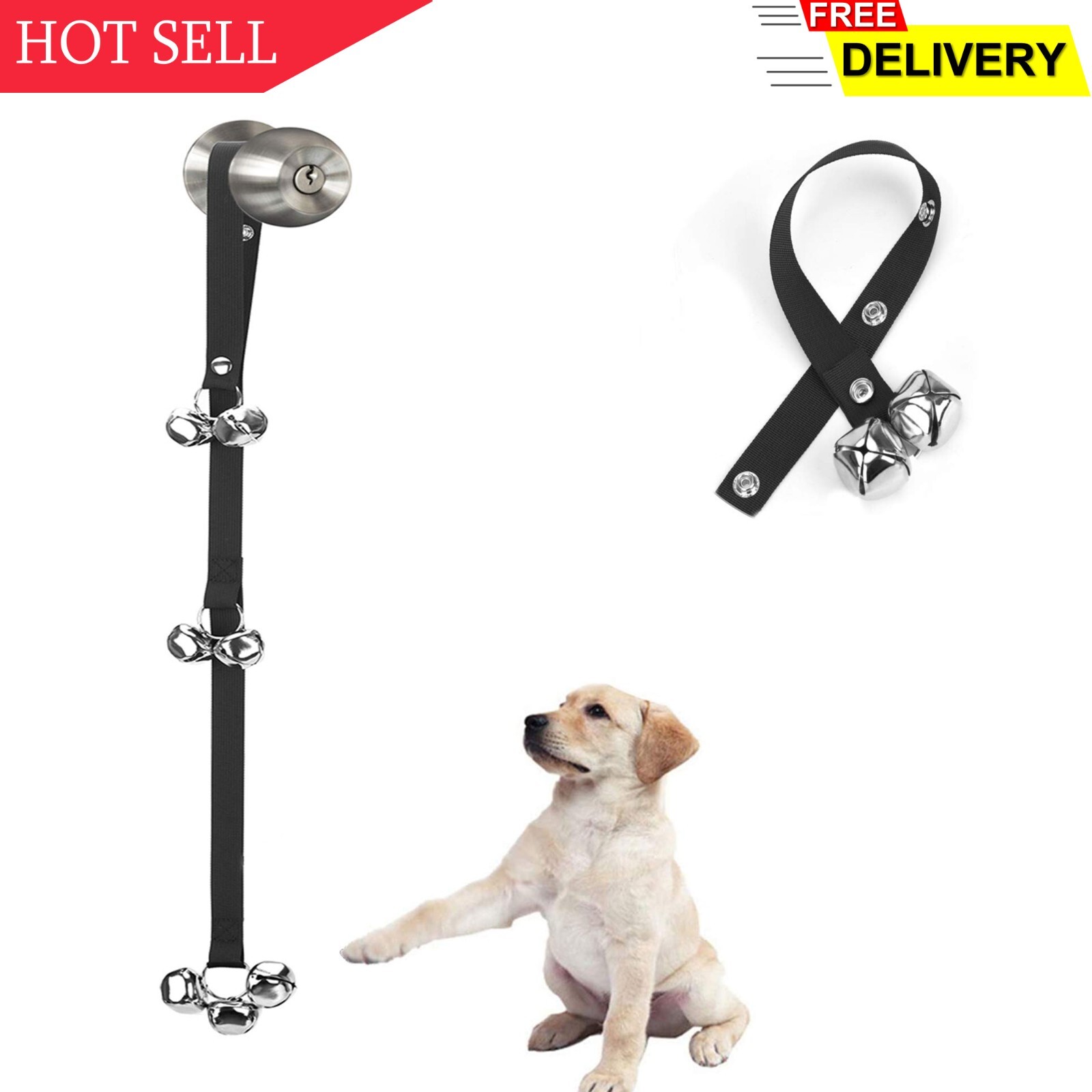 Luckyiren Upgraded Puppy Bells Dog Doorbells for Door Knob/Potty Training/Go O..
