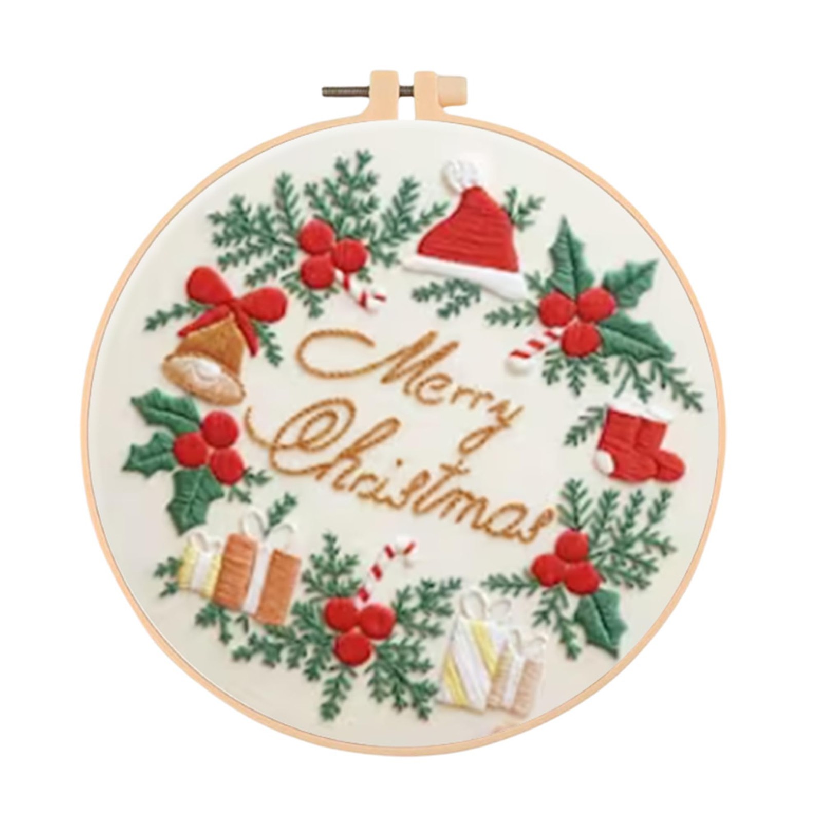 Huacan Embroidery Kits for Adults 7.9 inches (20 cm), Christmas Wreath 1