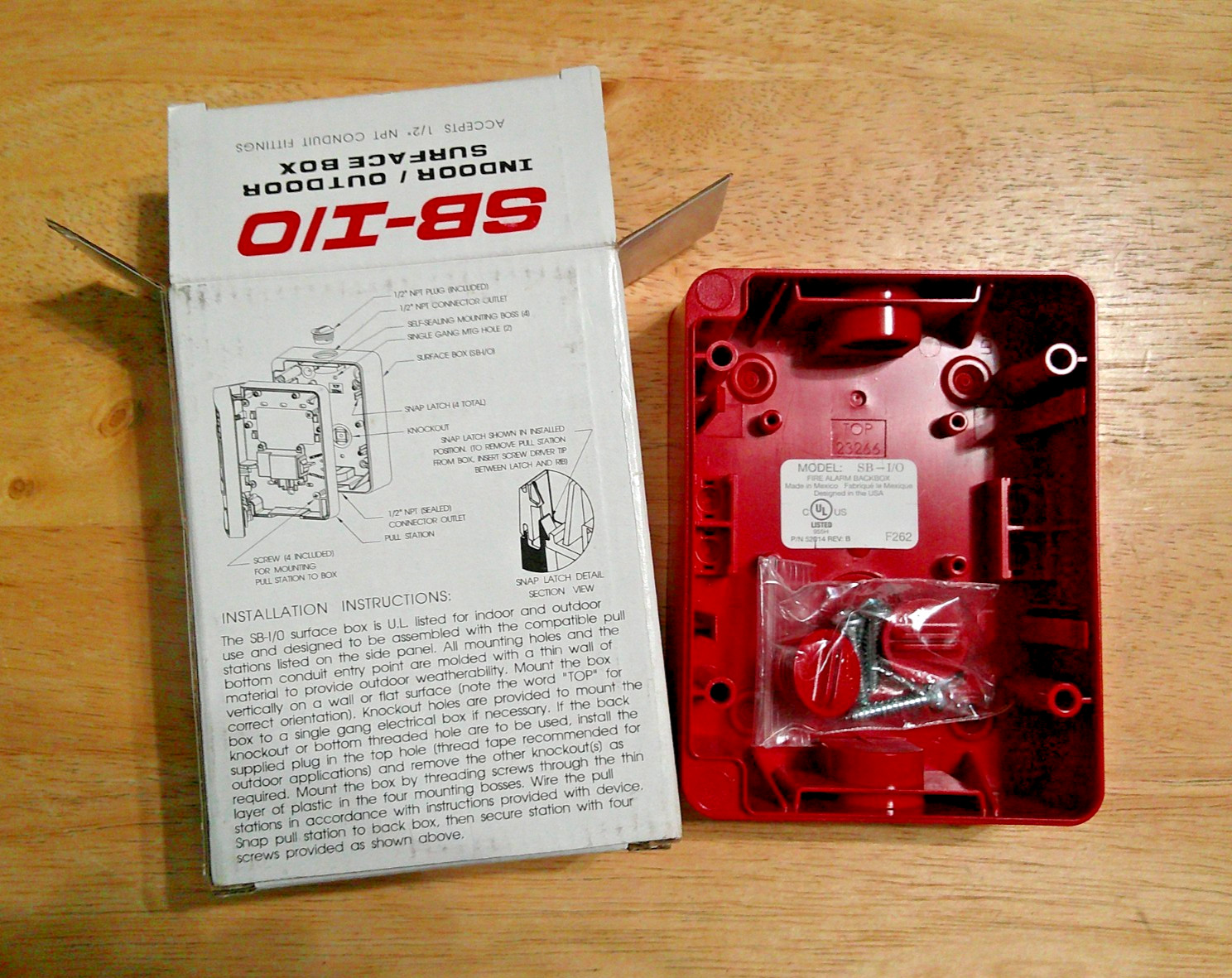 "LOT OF 2" HONEYWELL SB- I/O Fire-Lite Surface Mount Back Box Indoor/Outdoor RED