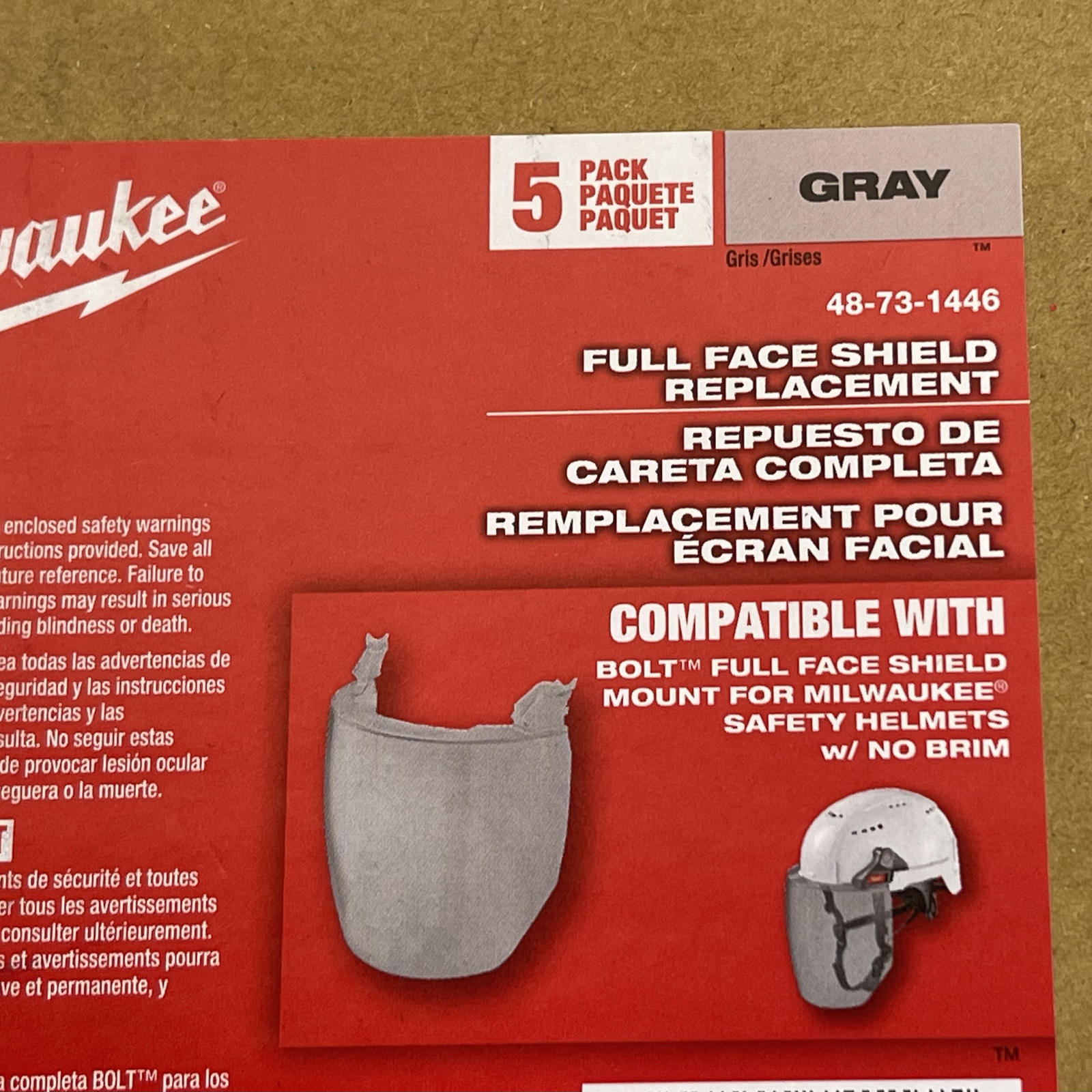 Milwaukee Tool 48-73-1446 Gray Full Face Shield Replacement For Helmet 10 Pc